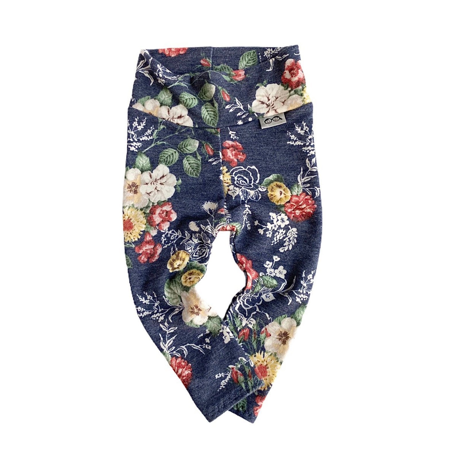Floral on Heather Navy Leggings and/or Headbands