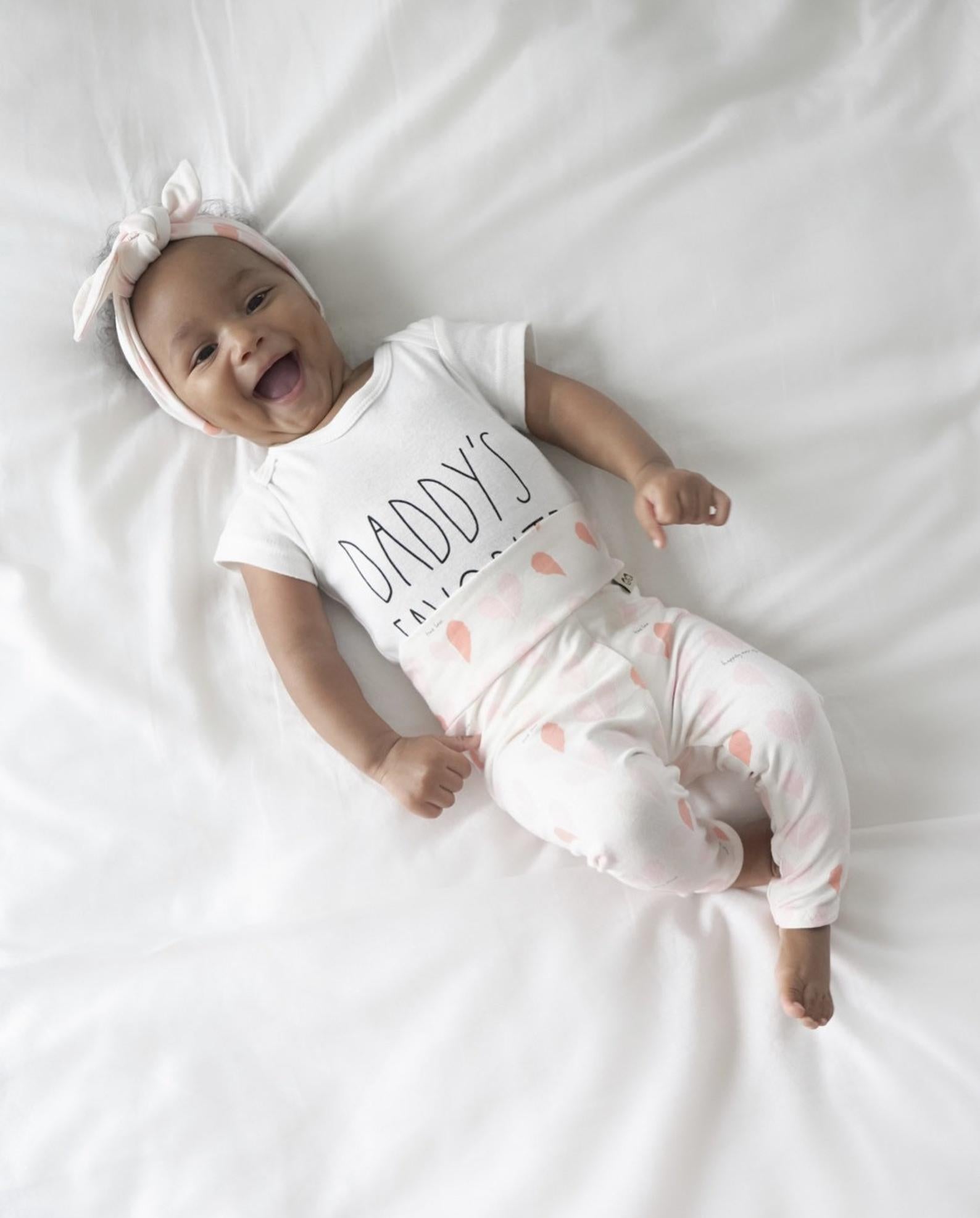 Pastel Pink Hearts on Cream Leggings