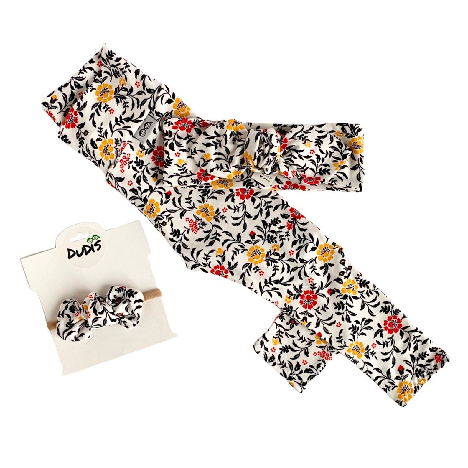 Ivory Floral Leggings and/or Headbands