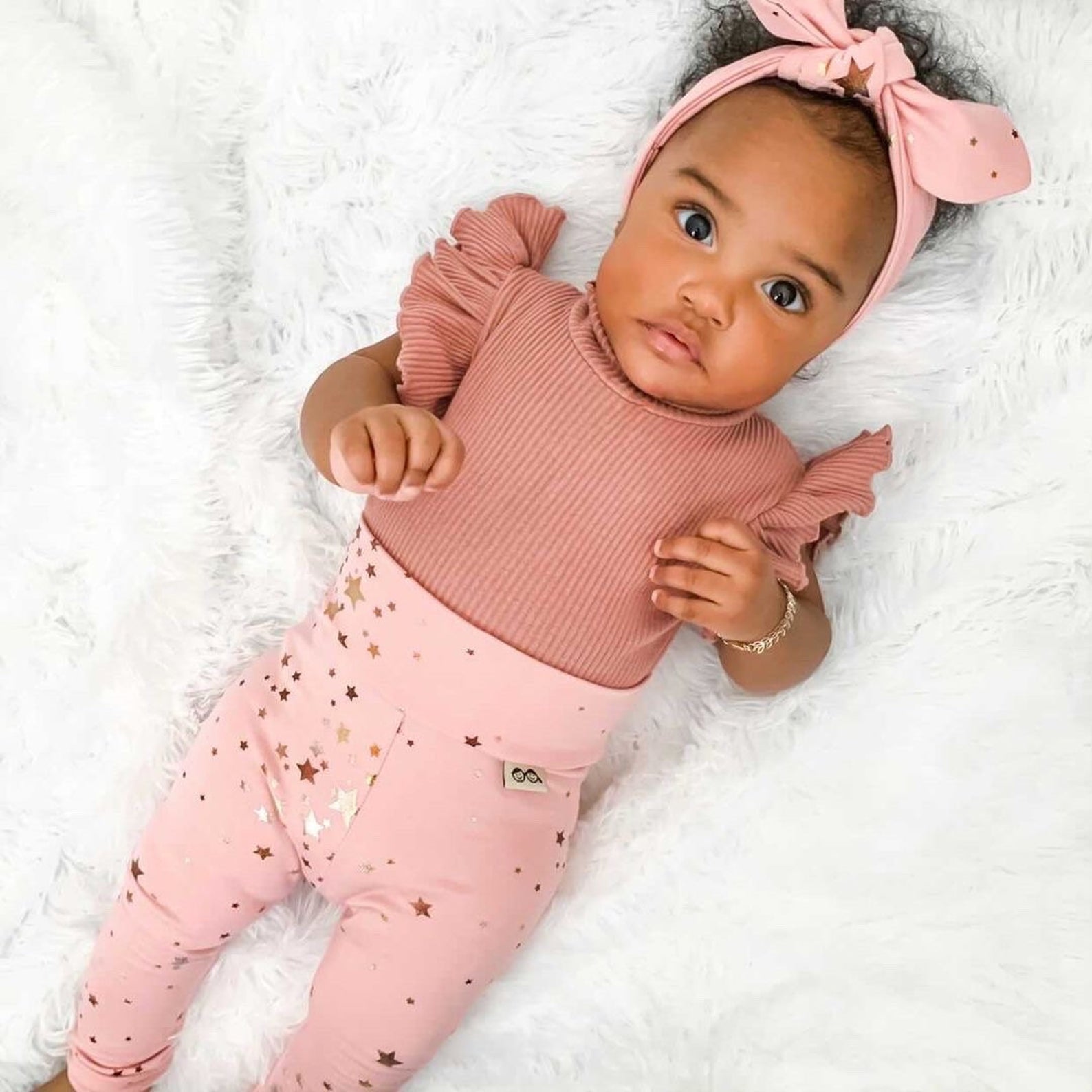 Foil Stars on Blush Leggings