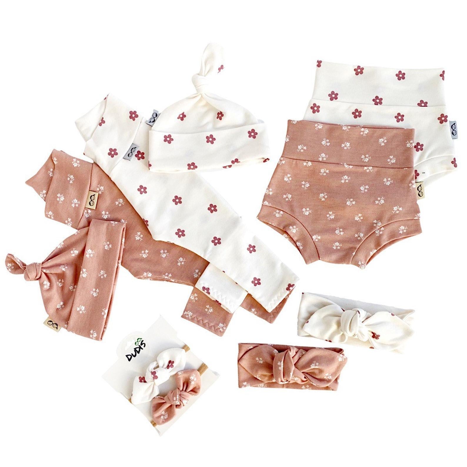 Mauve Ivory Dainty Flower Bummies and/or Headbands