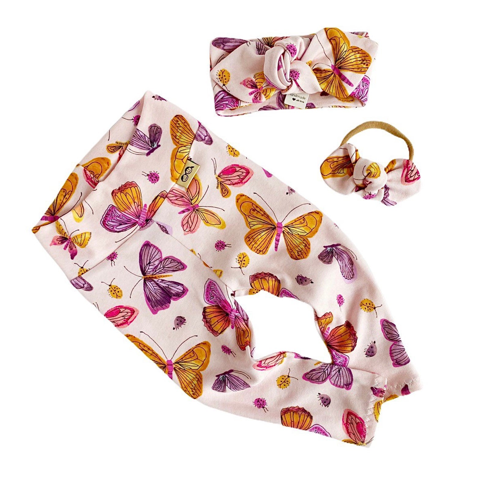 Pink Butterflies Leggings and/or Headbands