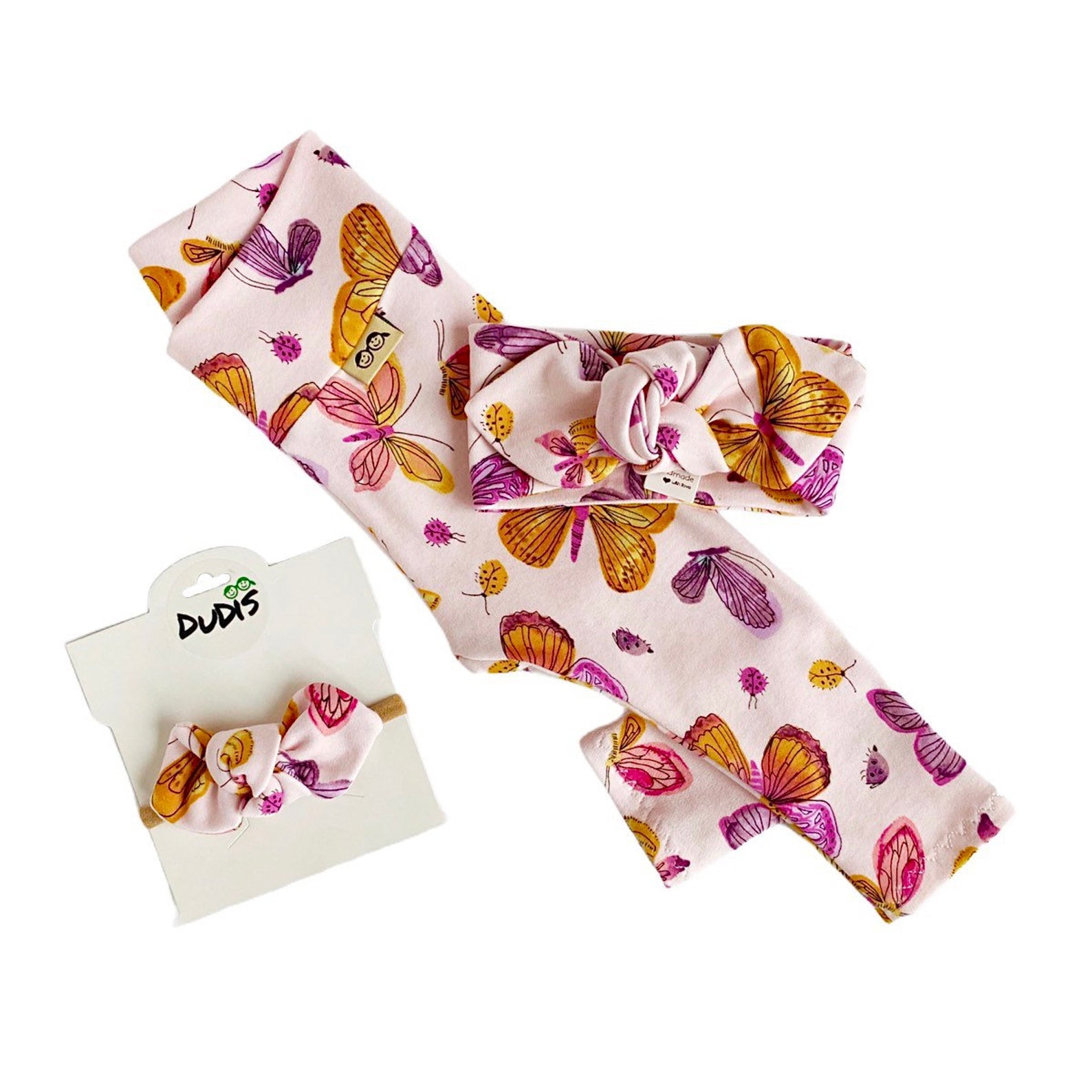Pink Butterflies Leggings and/or Headbands