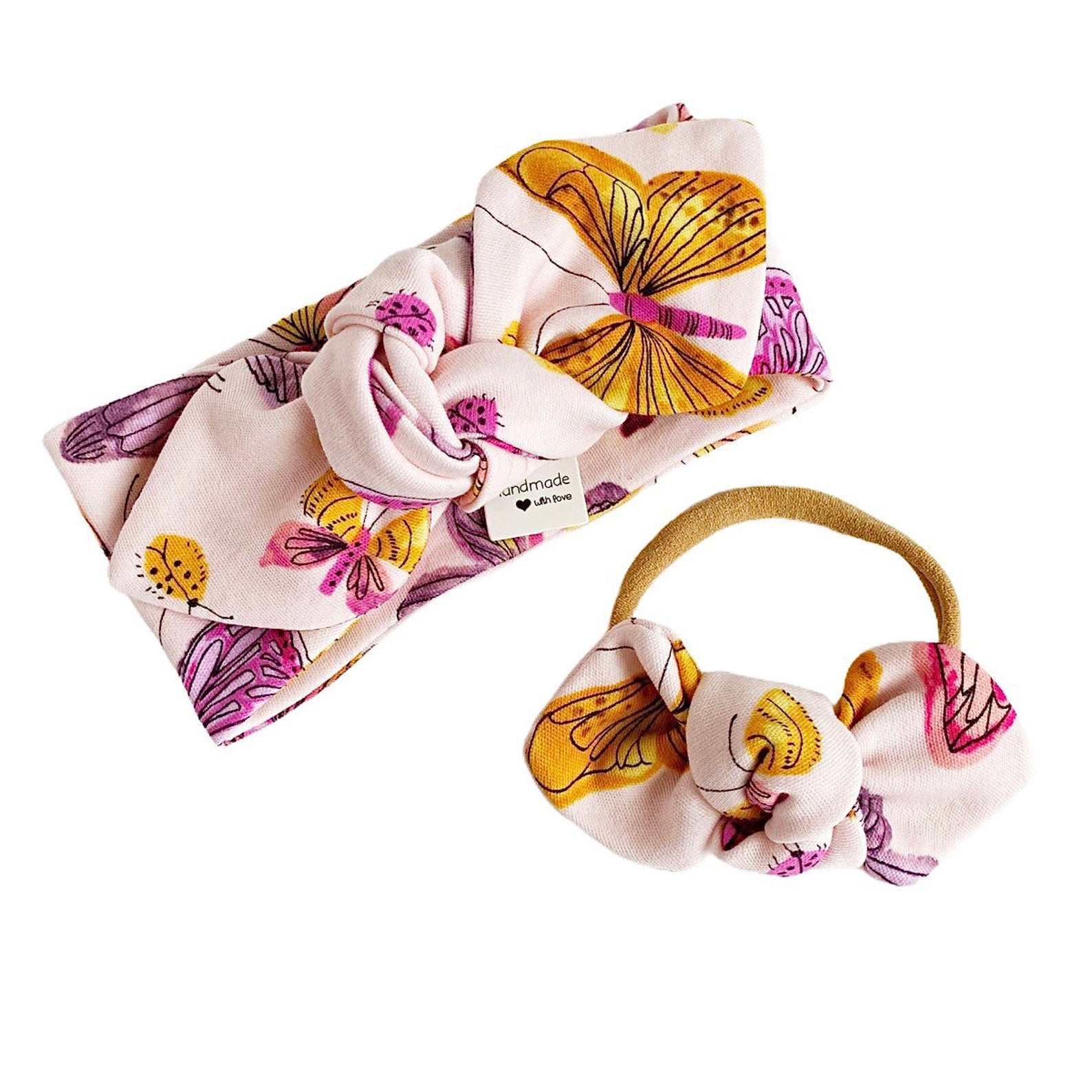 Pink Butterflies Bummies and/or Headbands