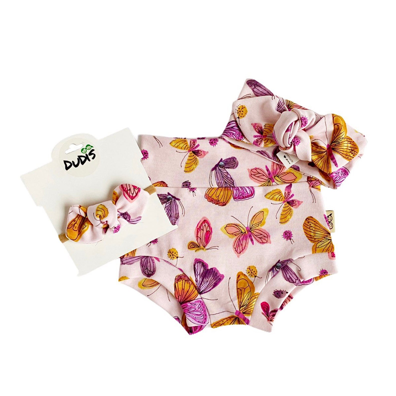 Pink Butterflies Bummies and/or Headbands