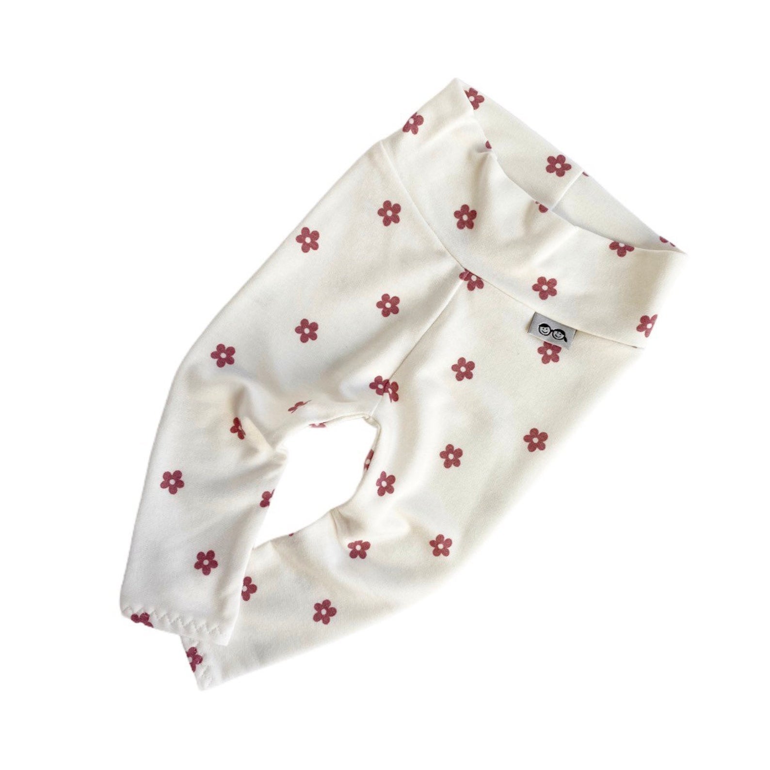 Mauve Ivory Dainty Flower Leggings and/or Beanie Knot Hat