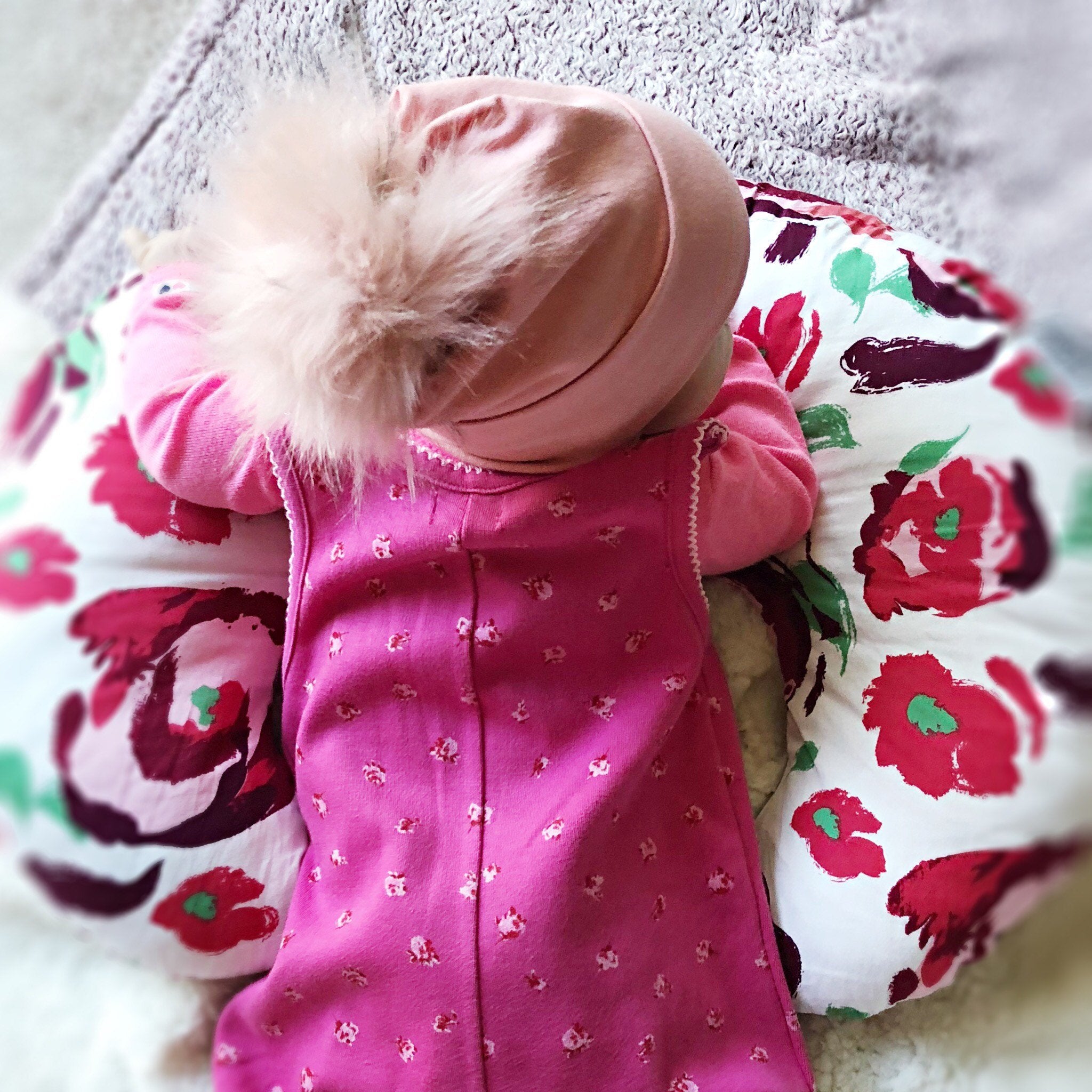 Pink Faux Fur Pom Pom Hat