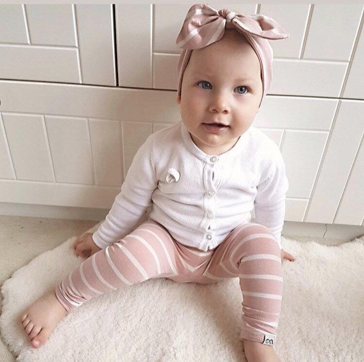 Blush Pink Striped Leggings and/or Headbands