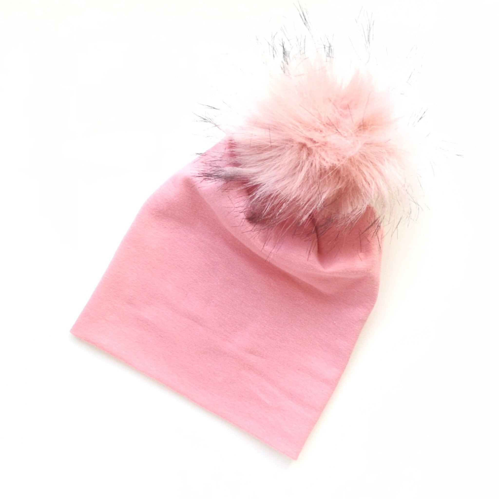 Pink Faux Fur Pom Pom Hat