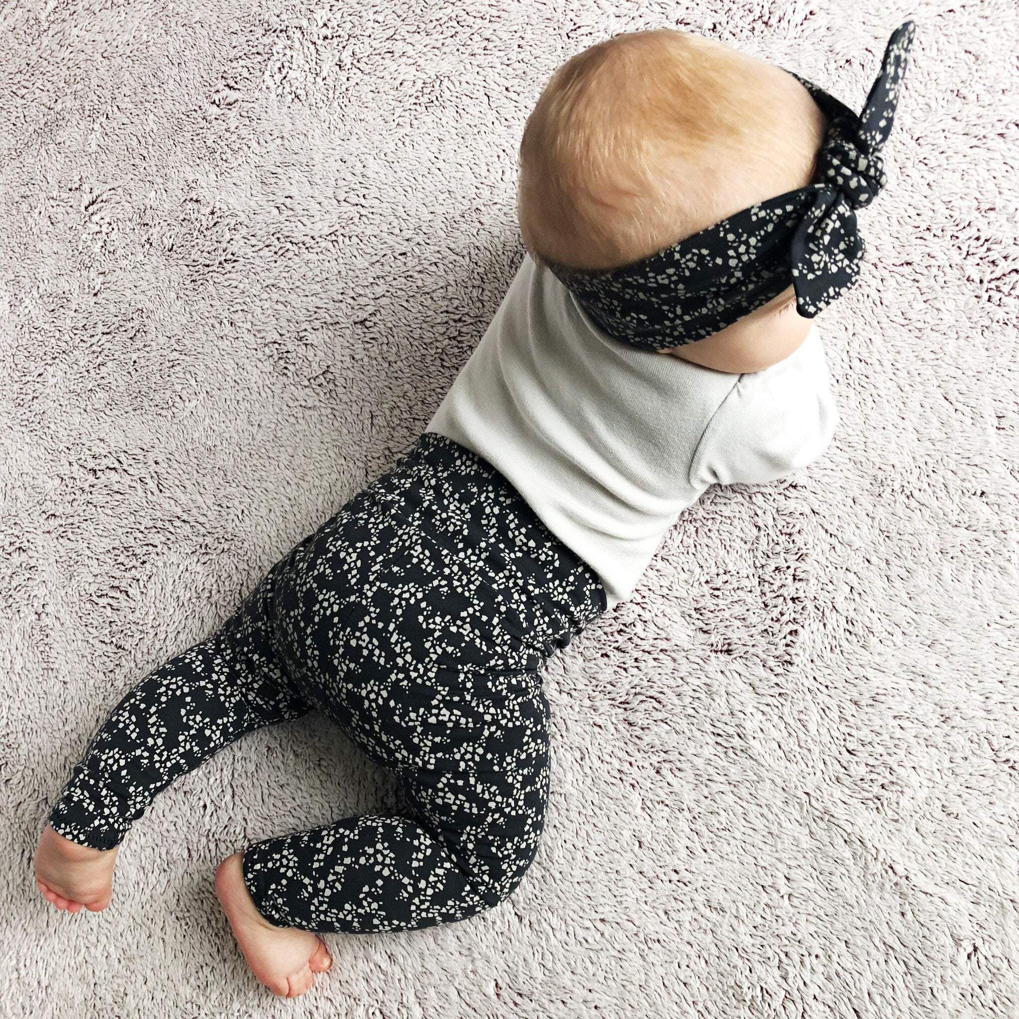 Messy Dots on Charcoal Leggings and/or Headbands