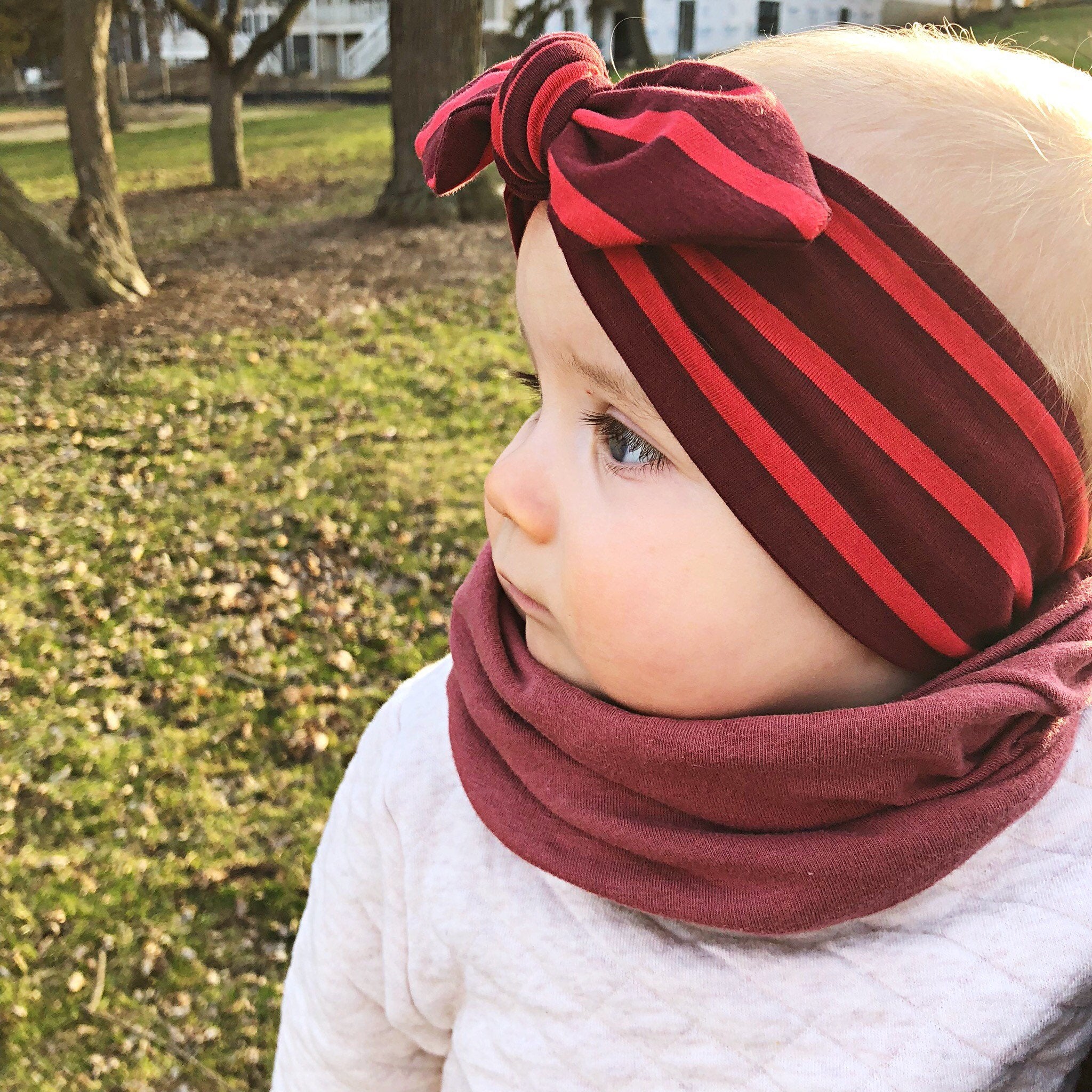 Striped Burgundy Red Leggings and/or Headbands