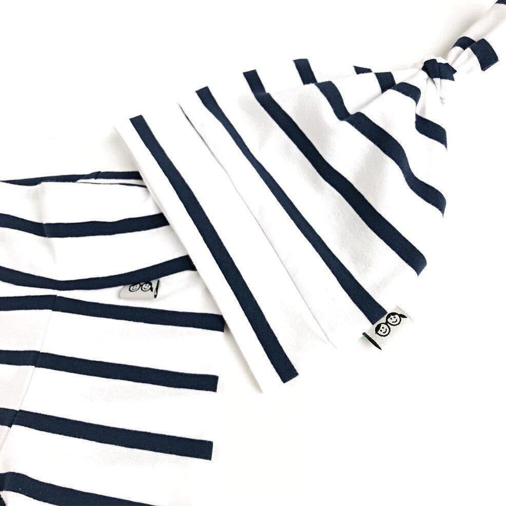 White Navy Striped Leggings and/or Knot Hat