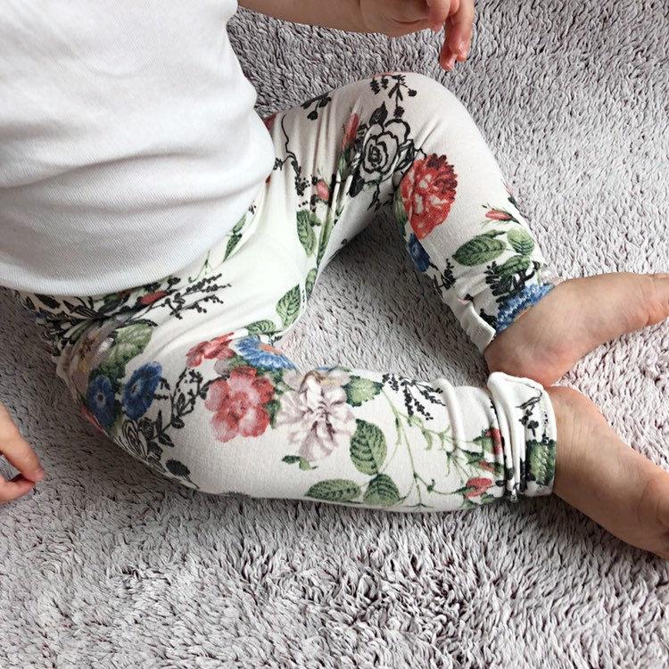 Floral on White Leggings and/or Headbands