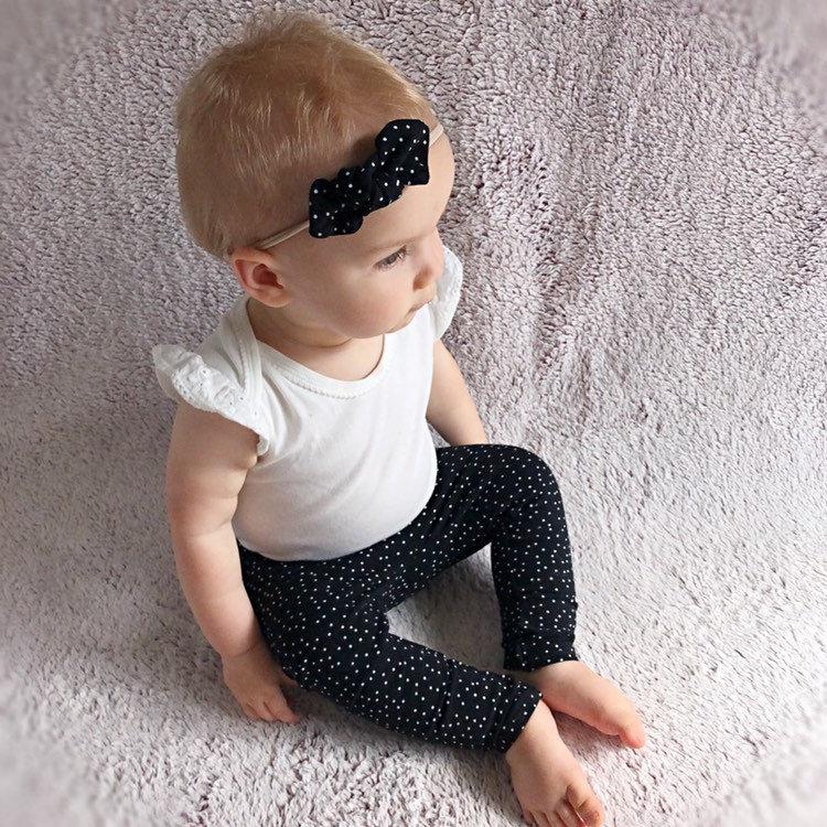 Black and White Polka Dot Leggings and/or Headbands