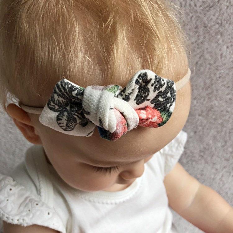 Floral on White Leggings and/or Headbands