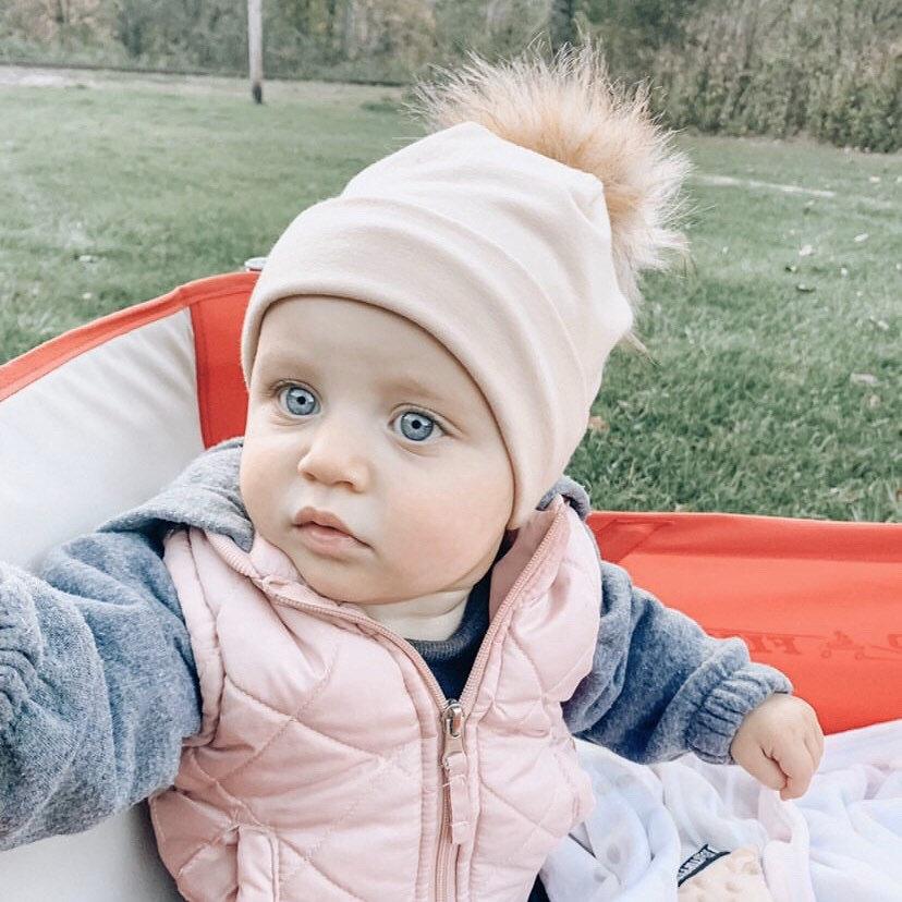 Nude Faux Fur Pom Pom Hat and/or Infinity Scarf