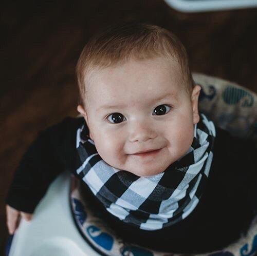 White and Black Plaid Infinity Scarf