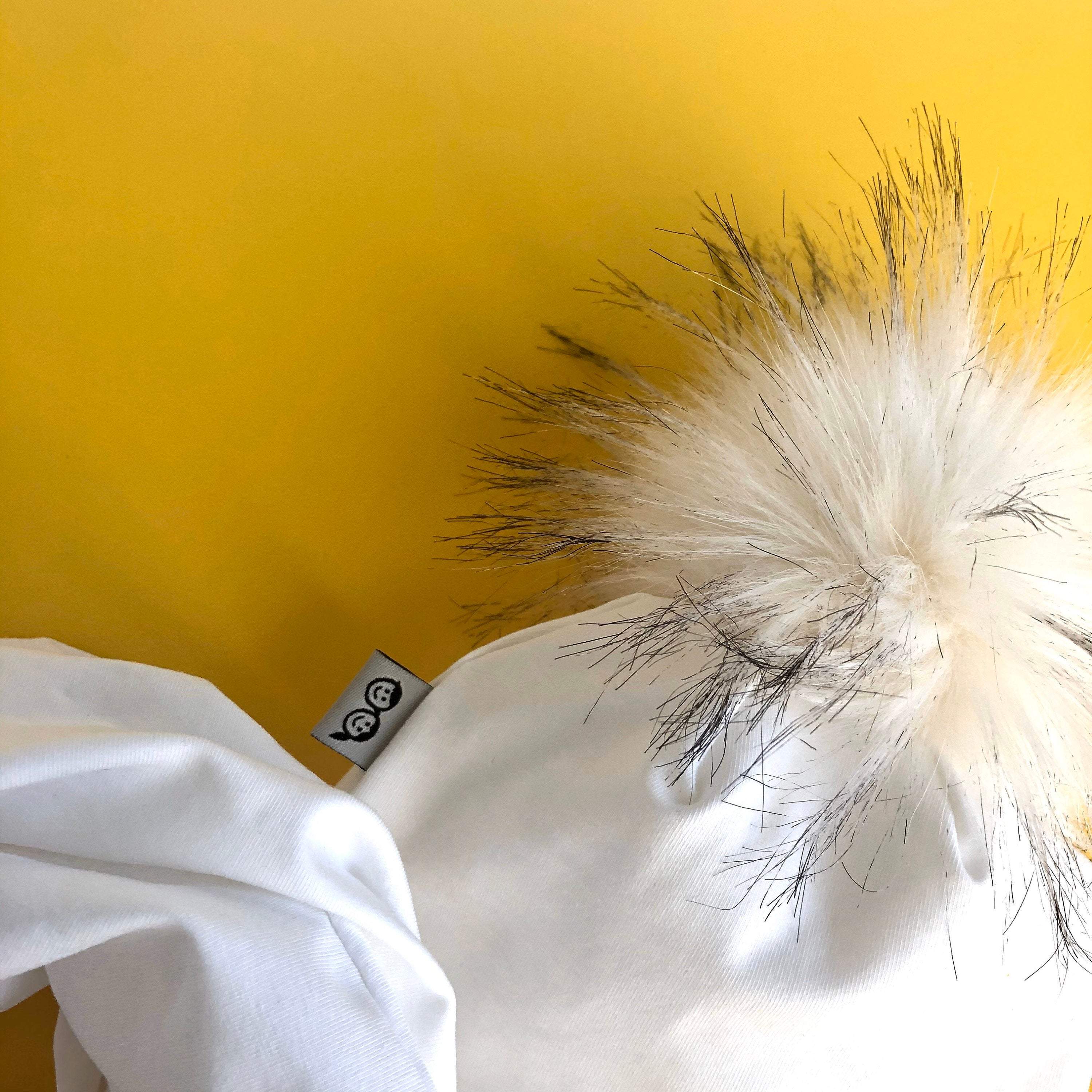 White Faux Fur Pom Pom Hat and Infinity Scarf