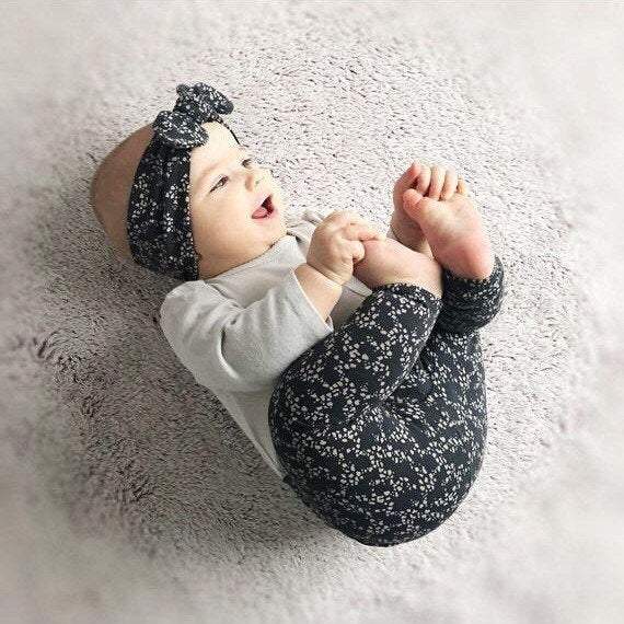 Messy Dots on Charcoal Leggings and/or Headbands