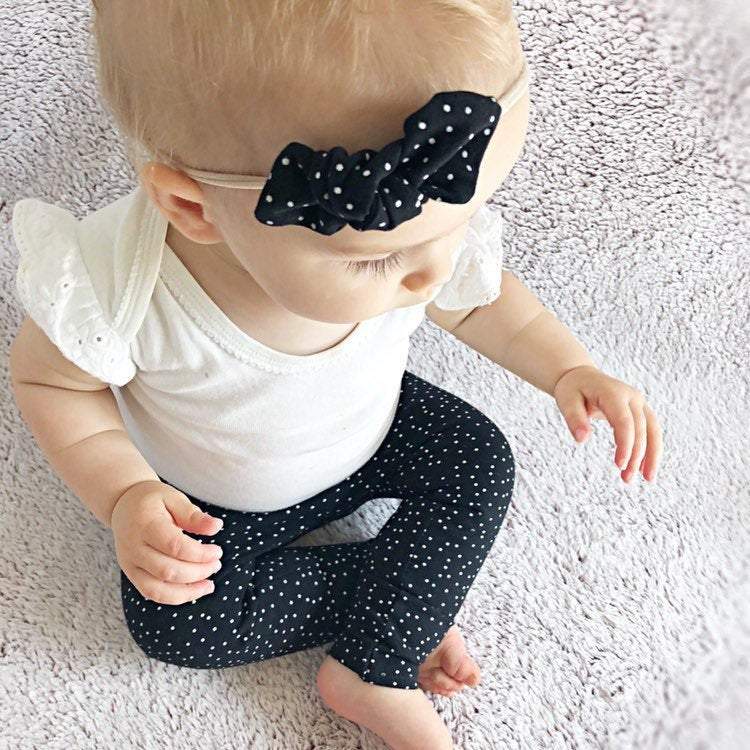 Black and White Polka Dot Leggings and/or Headbands