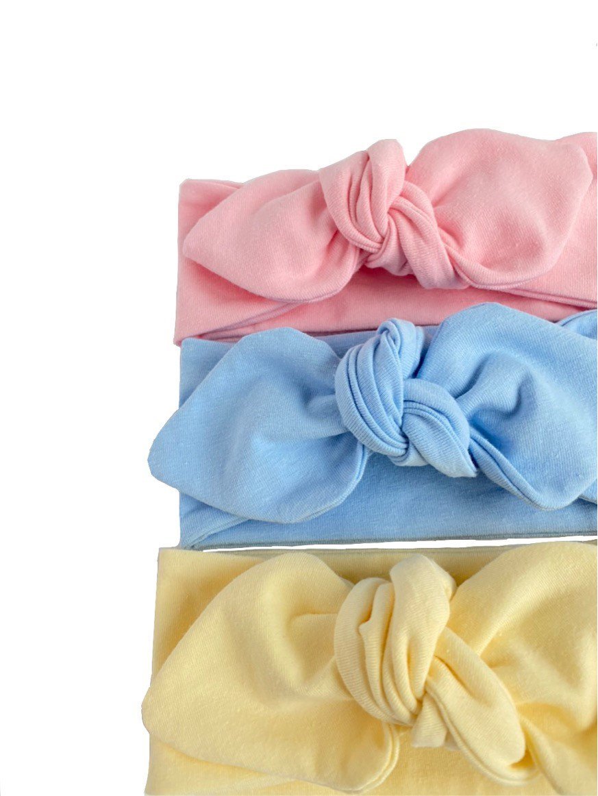 Baby Pink, Light Blue, Butter Yellow - Top Knot Headbands