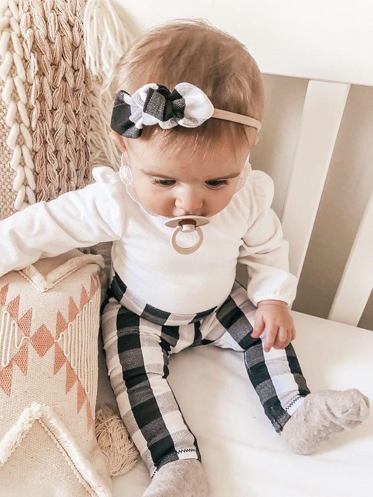 Black and White Plaid Headbands