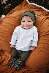 Baby Boy in Olive Green Leggings