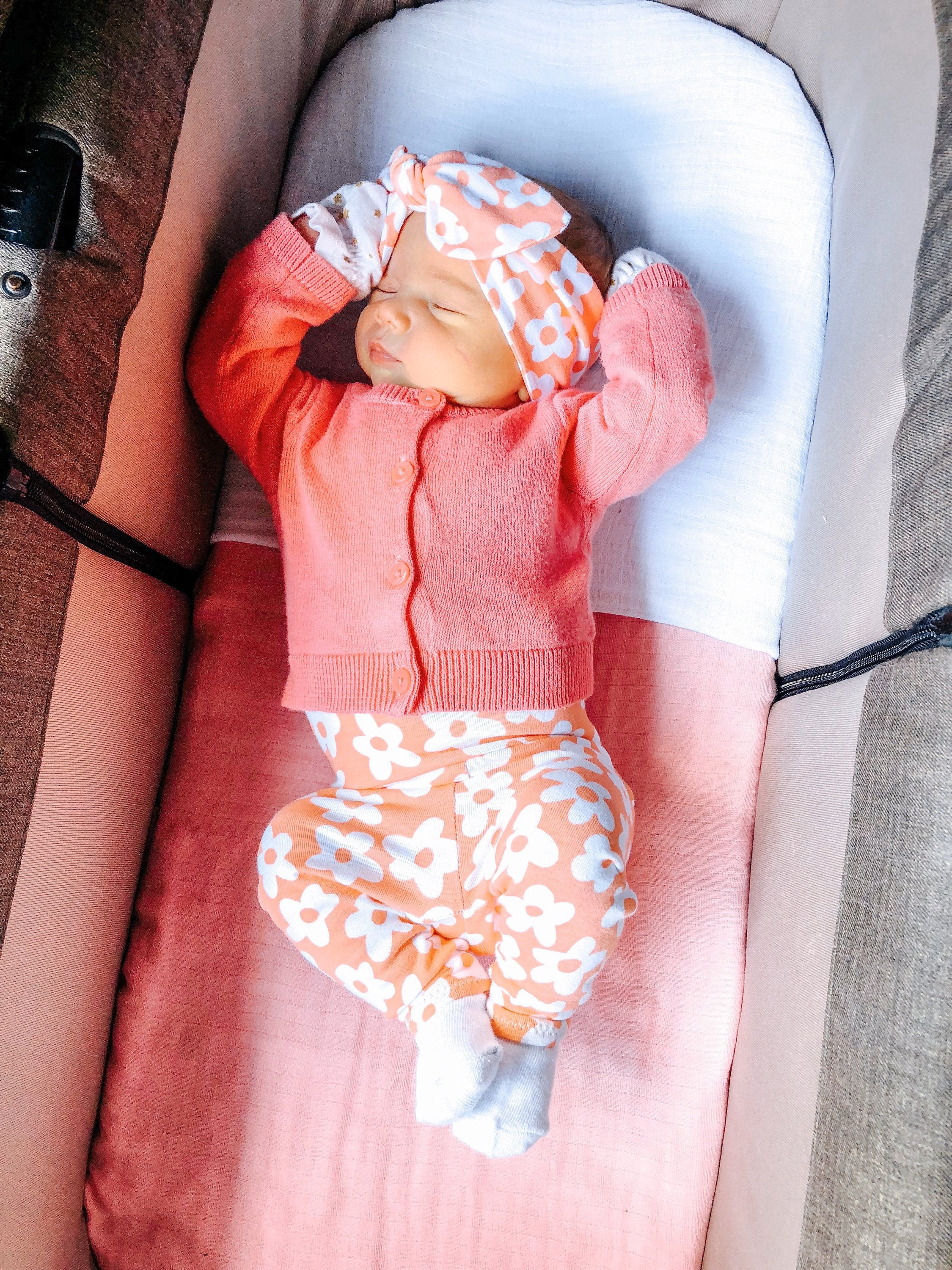 Peach Windy Floral Leggings and/or Headbands