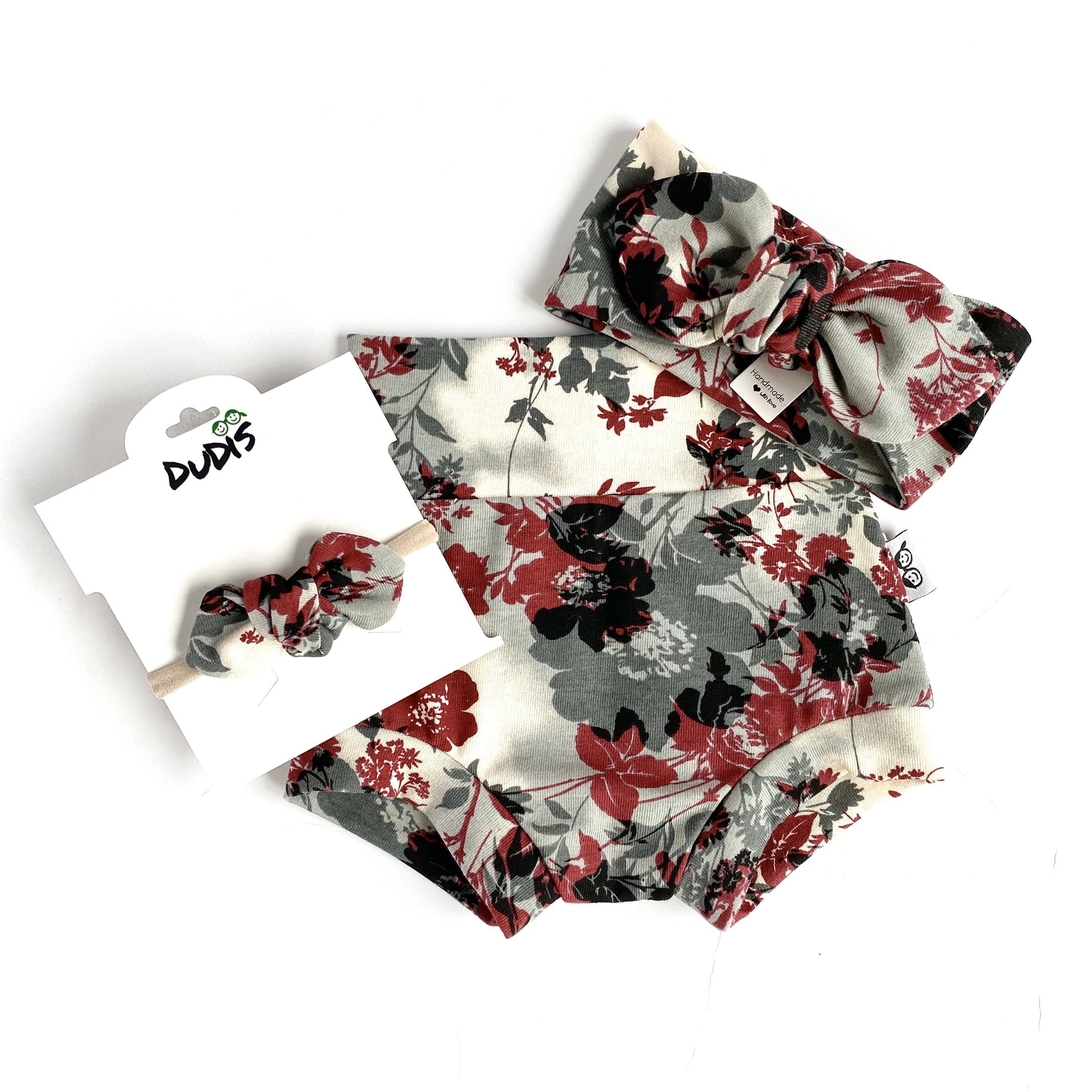 Organic Cotton Floral Bummies and Headbands