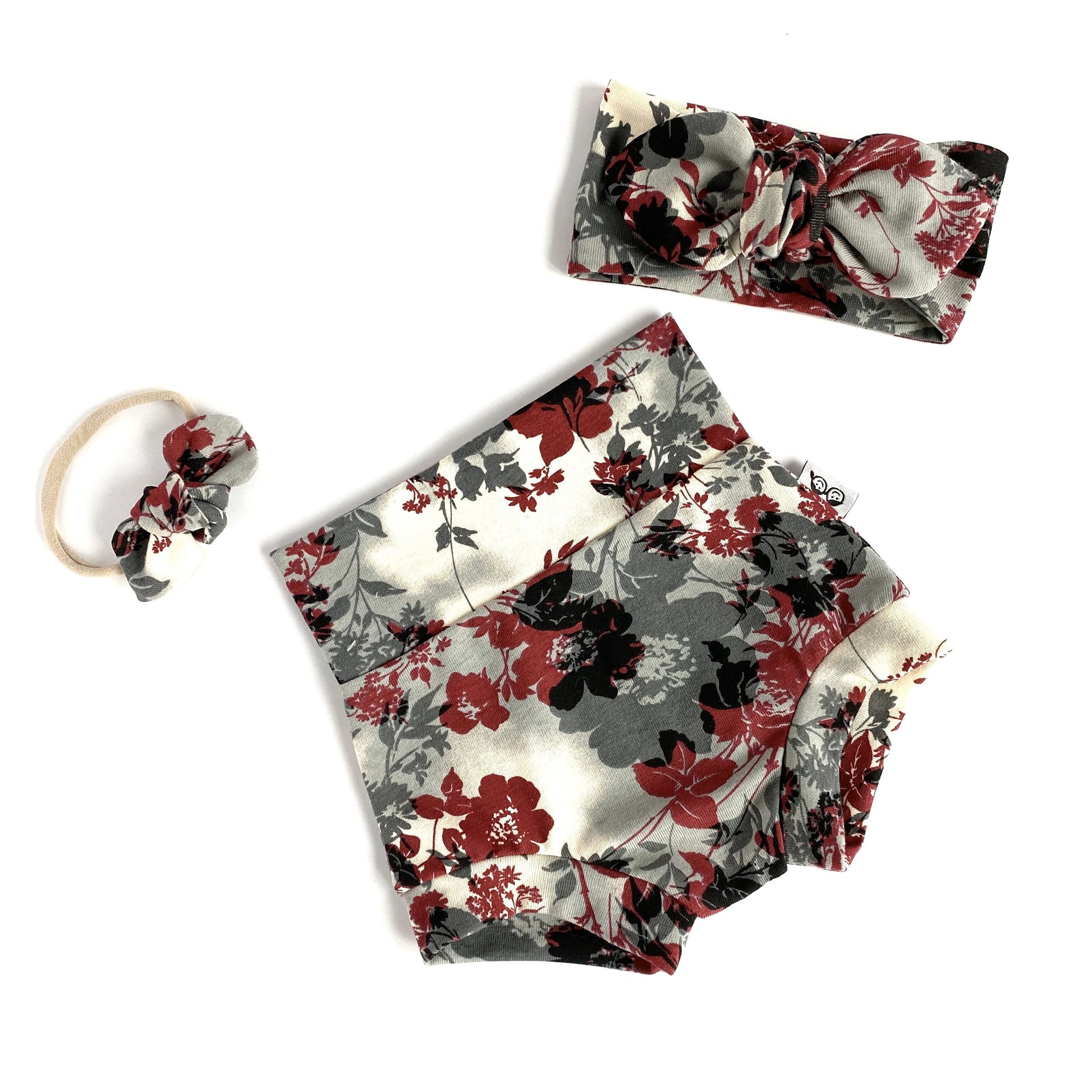 Organic Cotton Floral Bummies and Headbands