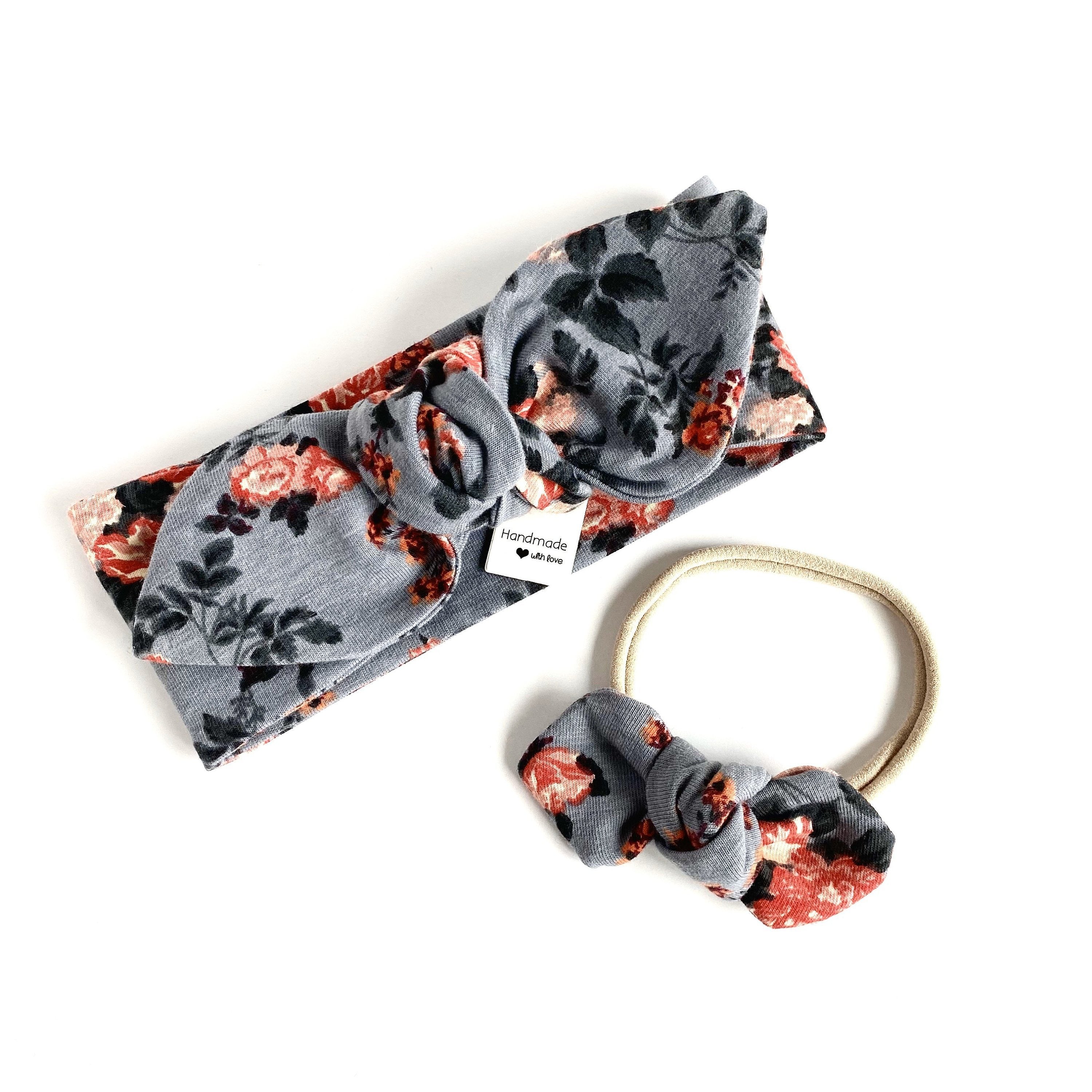 Coral Flowers on Grey Bummies and/or Headbands