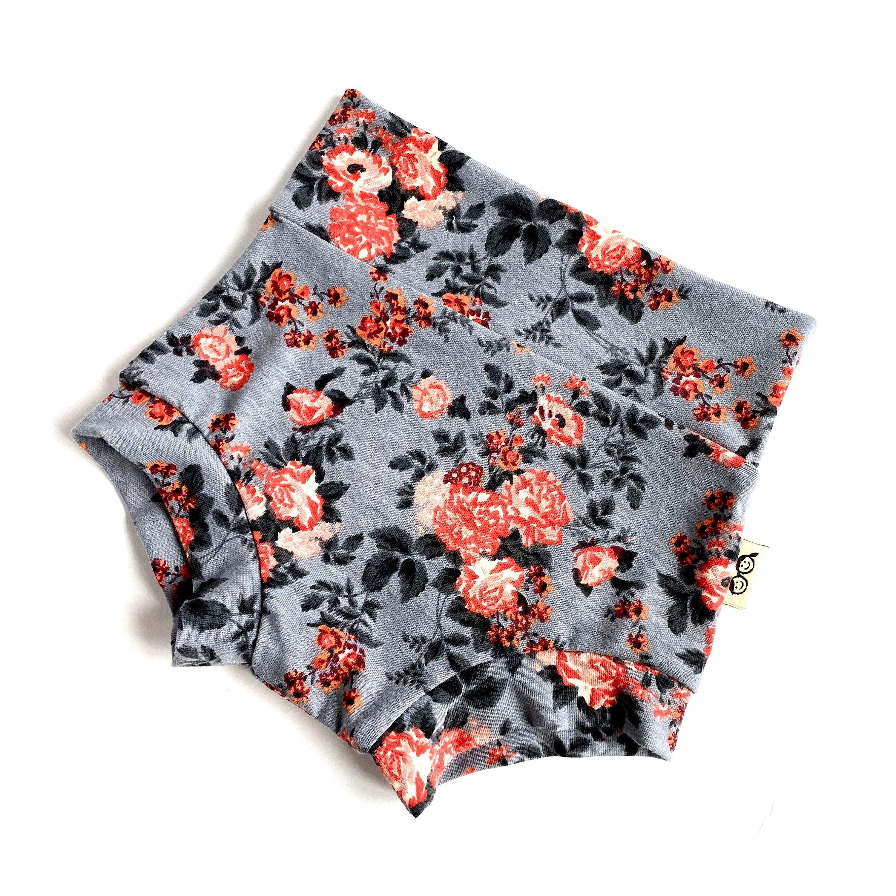 Coral Flowers on Grey Bummies and/or Headbands