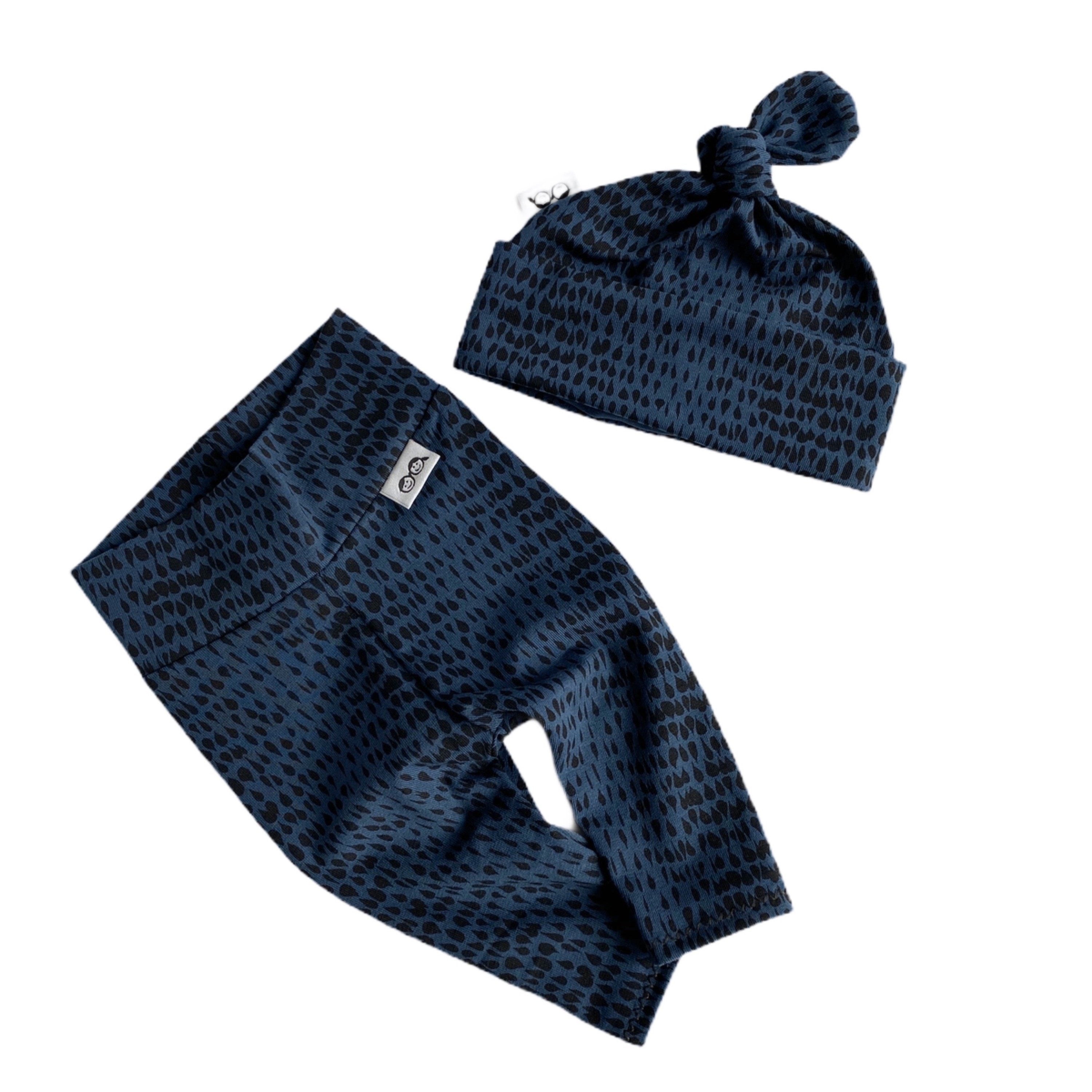 Rain Drops on Navy Leggings and/or Knot Hat