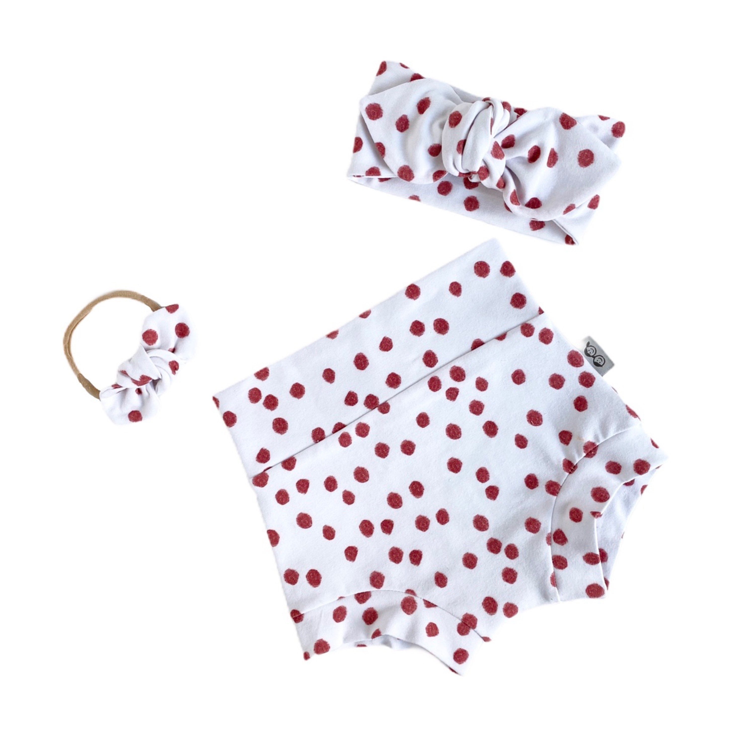 Burgundy Random Polka Dot Bummies and/or Headbands