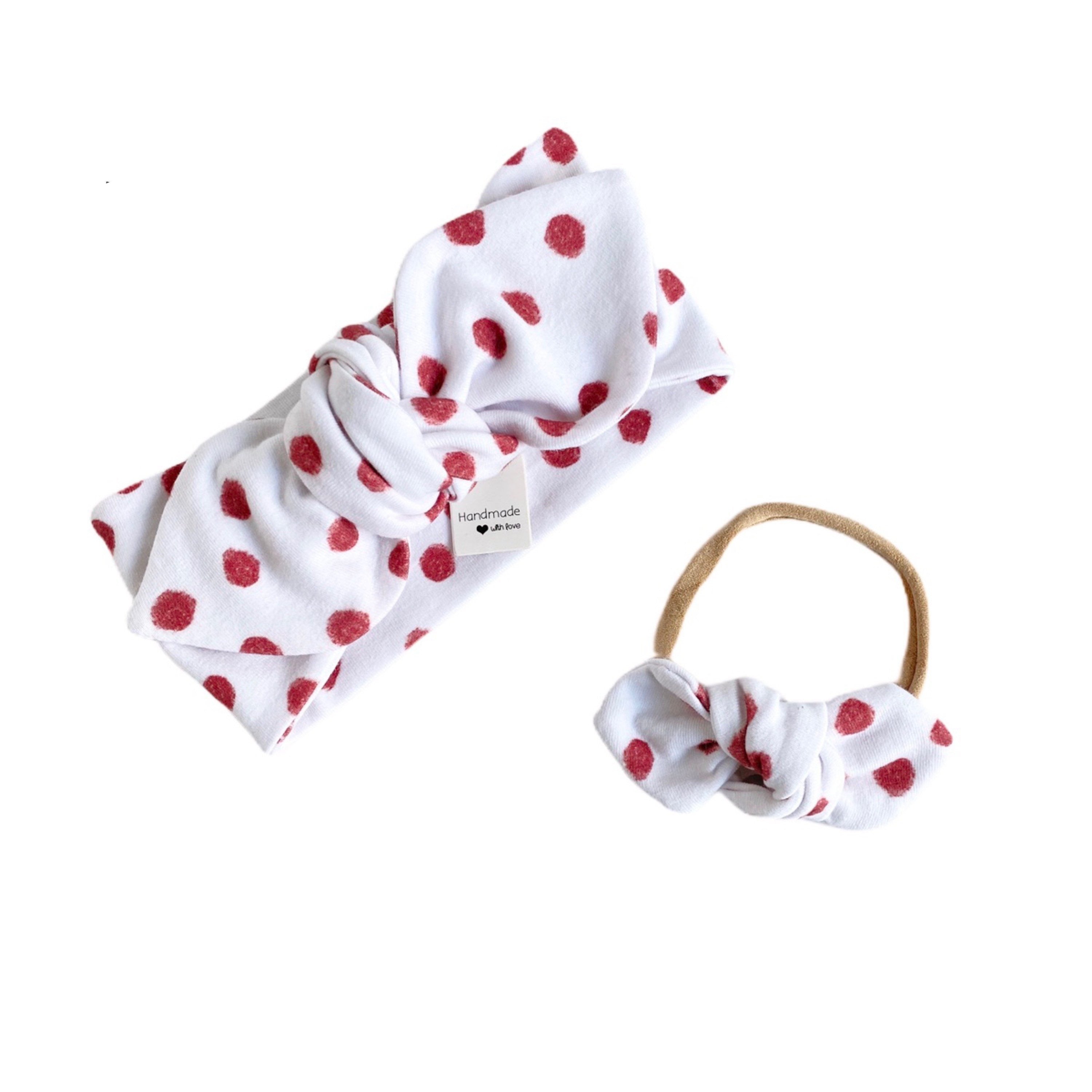 Burgundy Random Polka Dot Bummies and/or Headbands