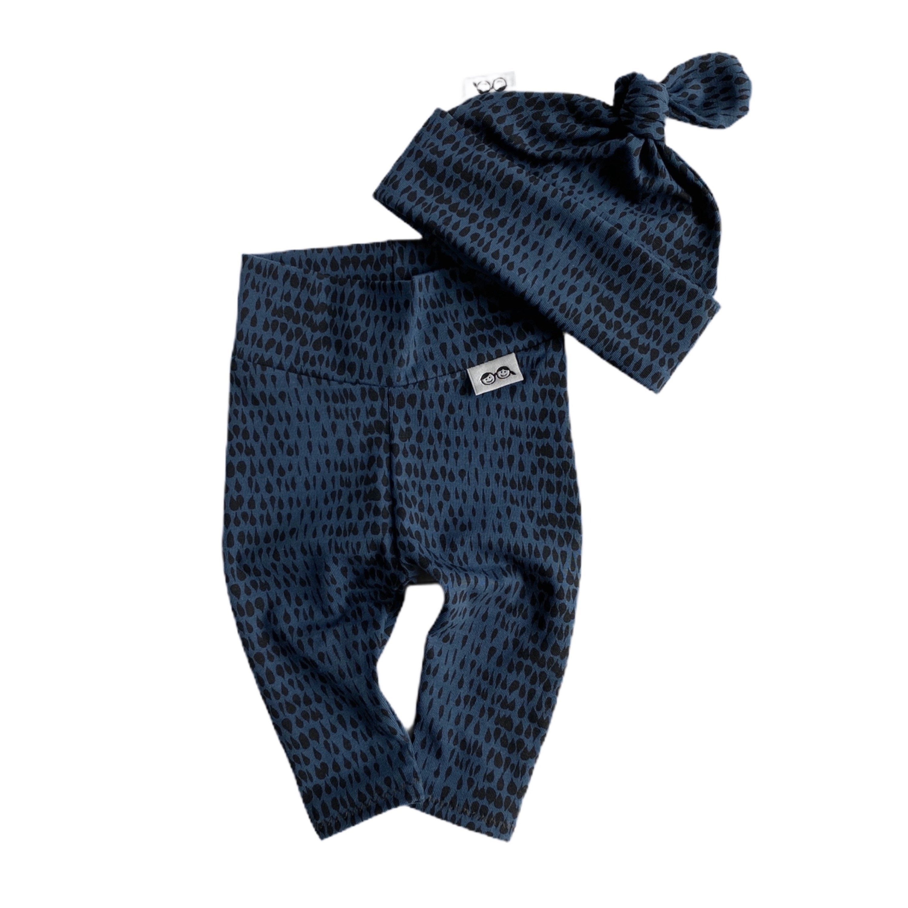 Rain Drops on Navy Leggings and/or Knot Hat