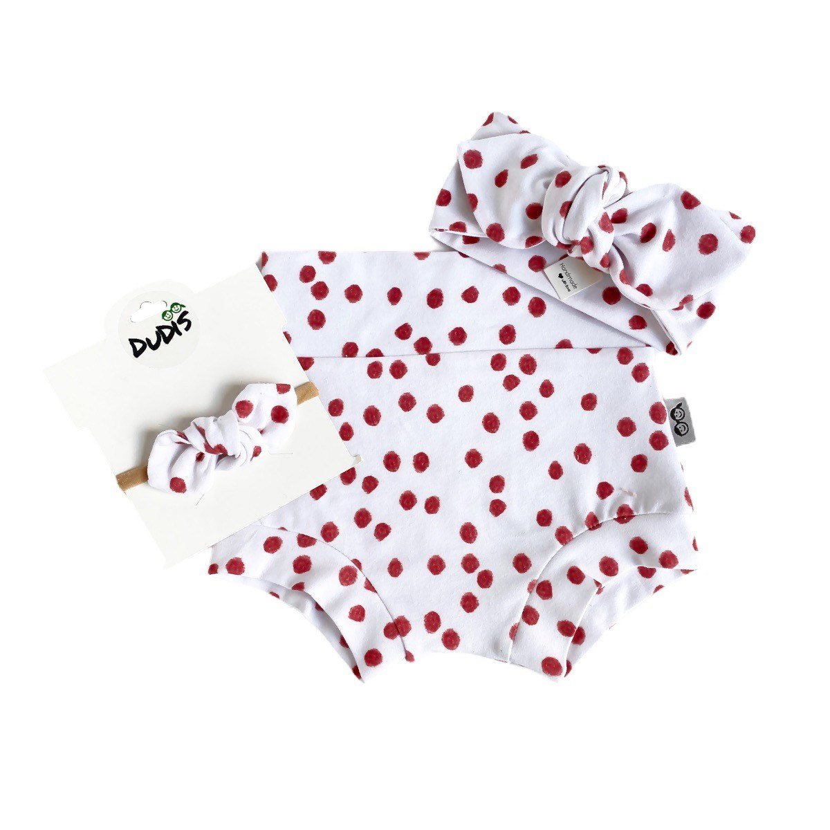 Burgundy Random Polka Dot Bummies and/or Headbands