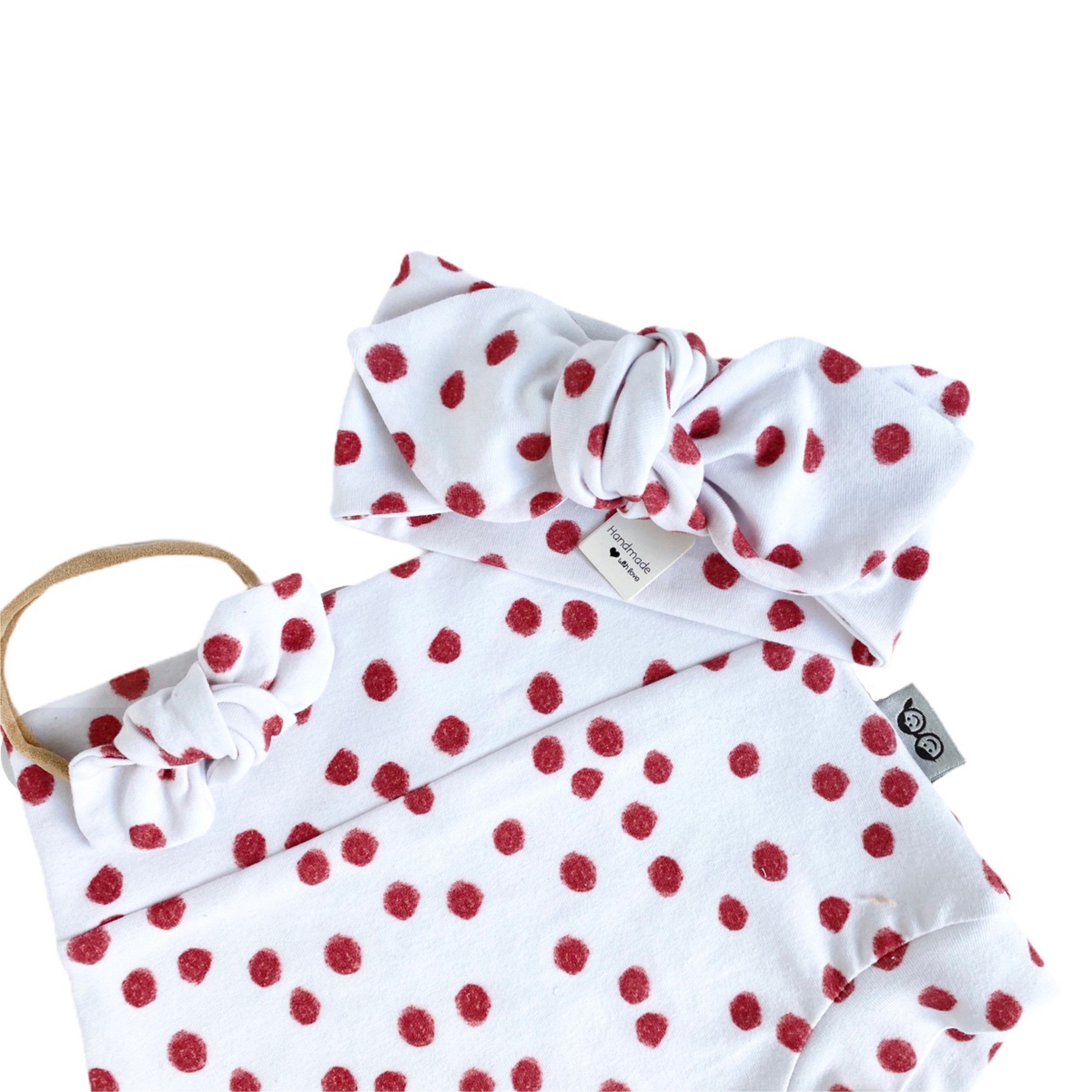 Burgundy Random Polka Dot Bummies and/or Headbands