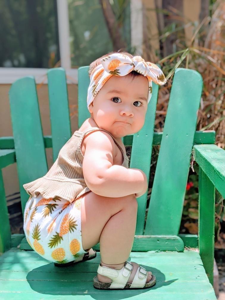 Baby Girl in Pineapple Bummies