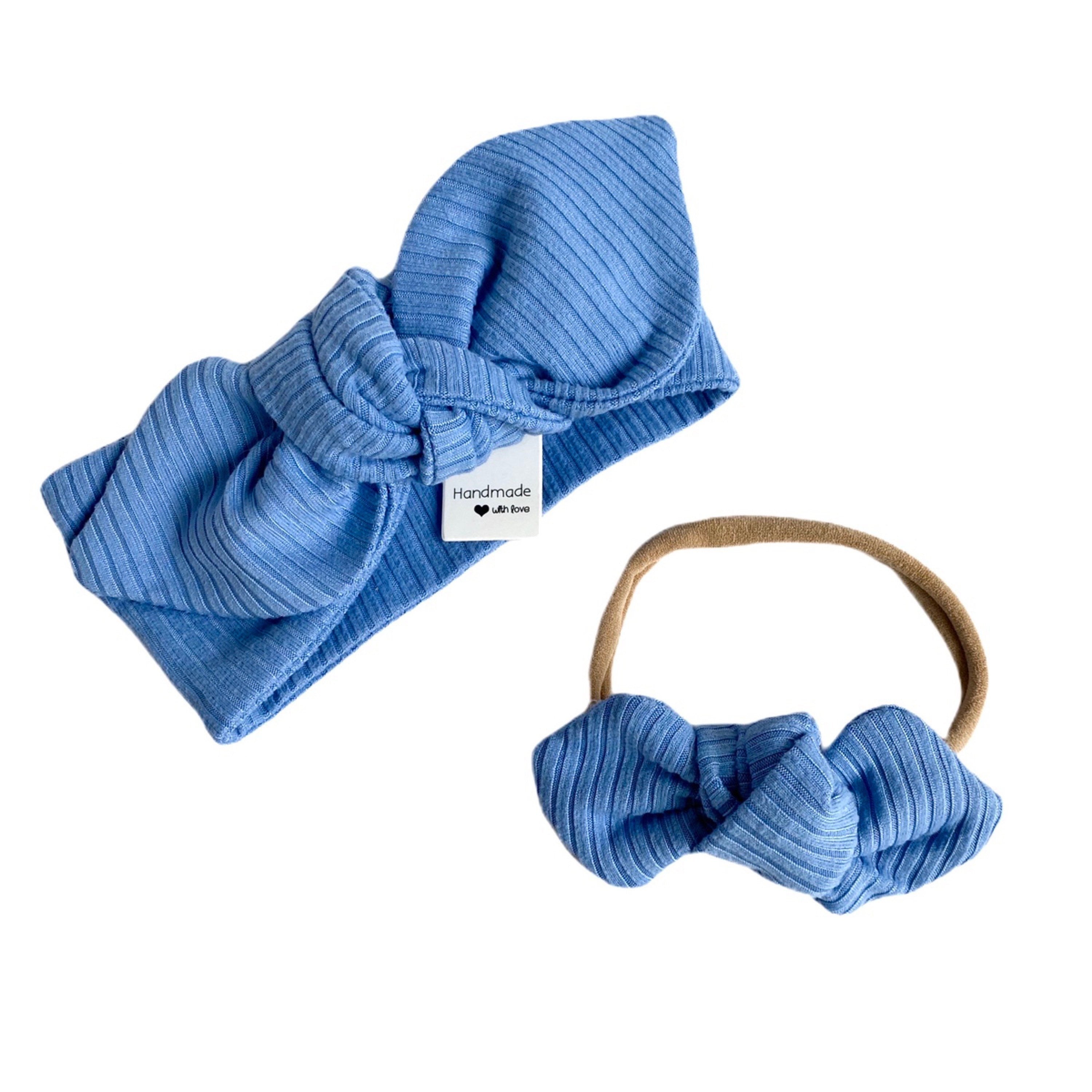 Blue Ribbed Headbands