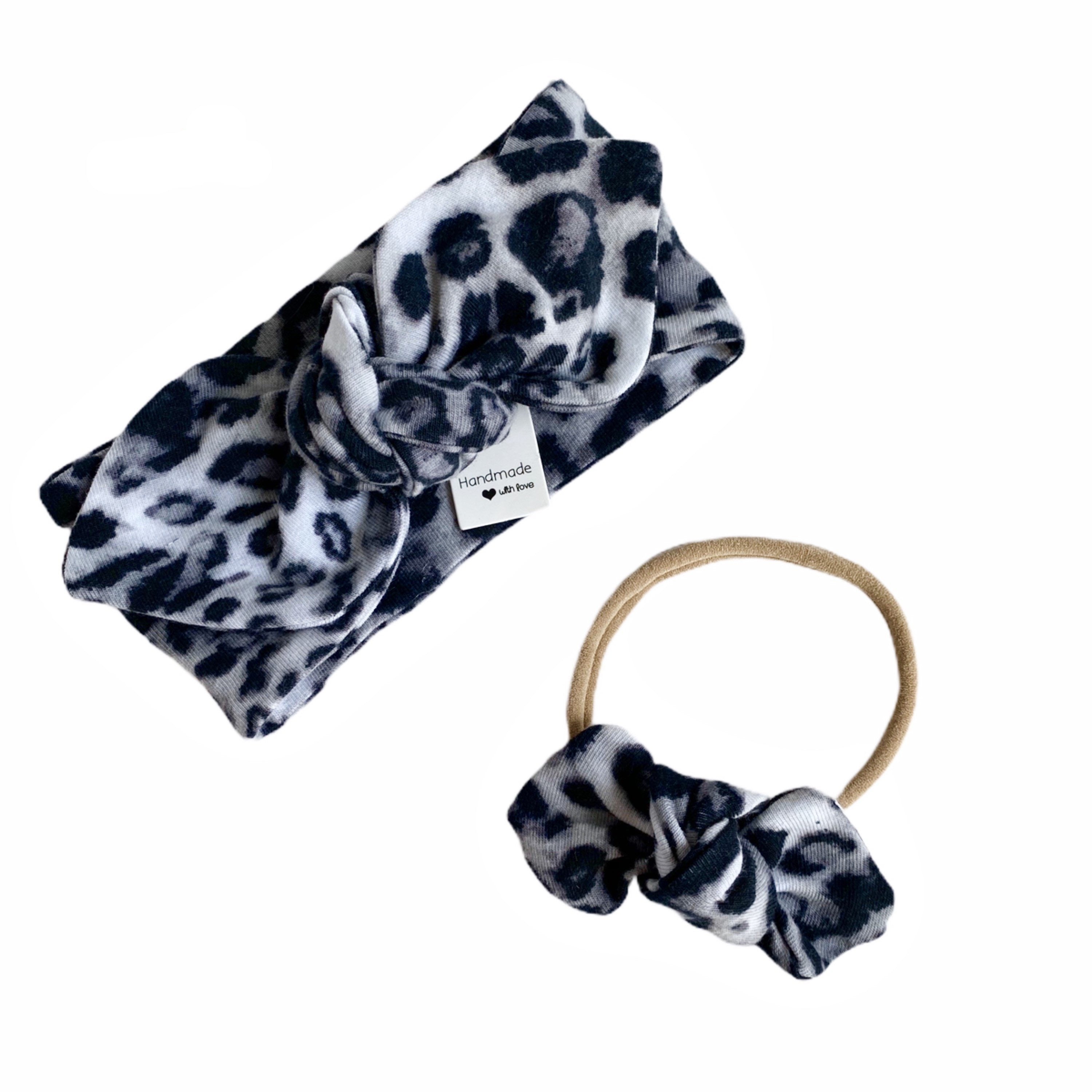 Gray Black Leopard Spot Leggings and/or Headbands