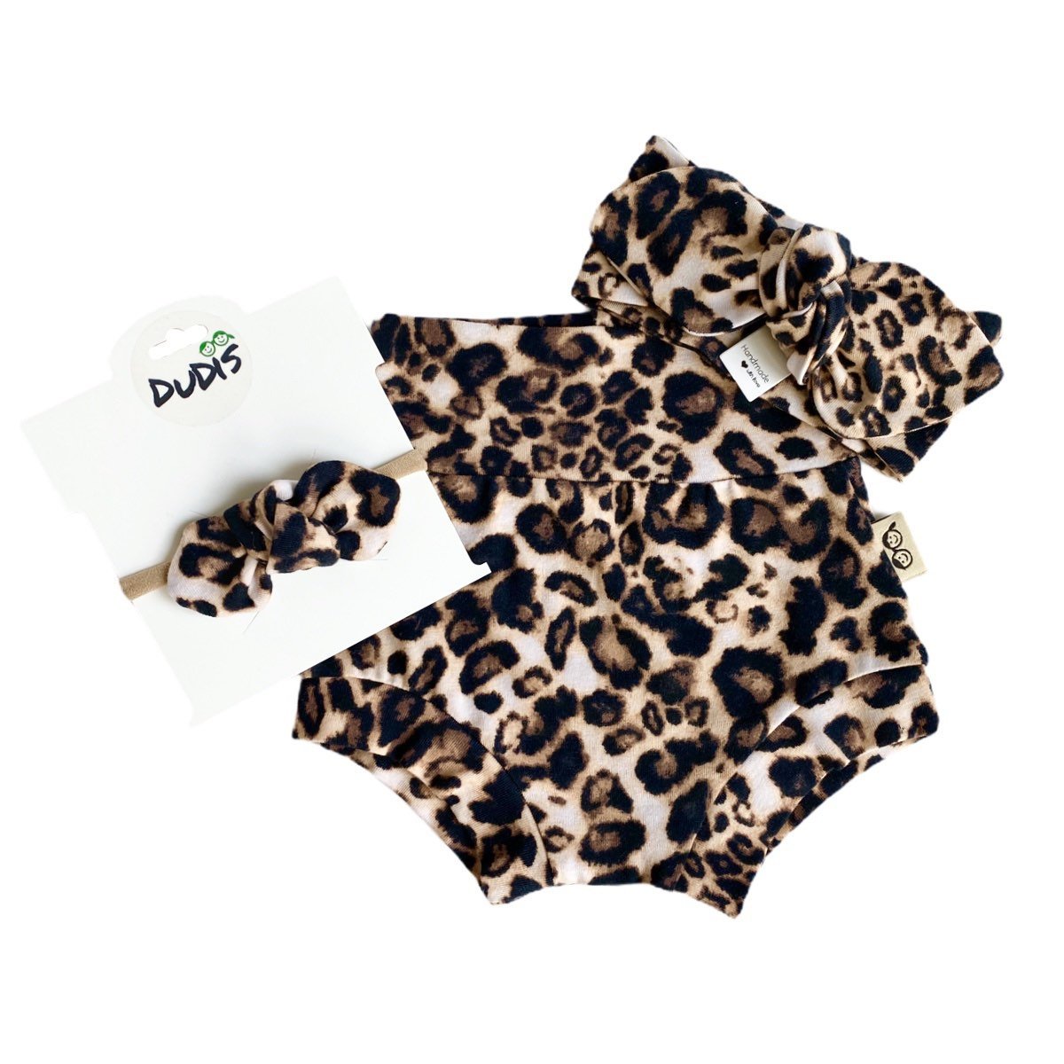 Tan Black Leopard Spot Bummies and/or Headband