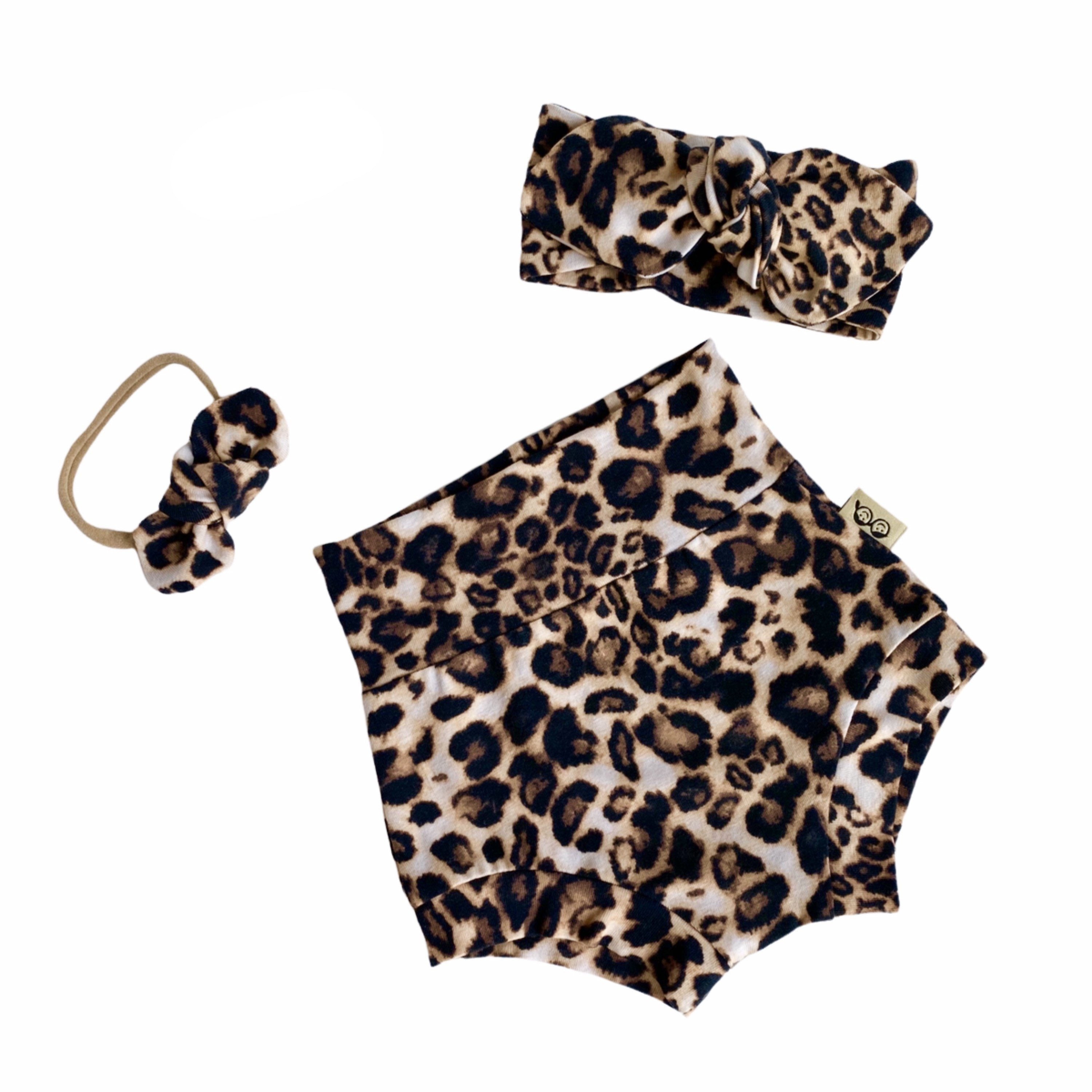 Tan Black Leopard Spot Bummies and/or Headband