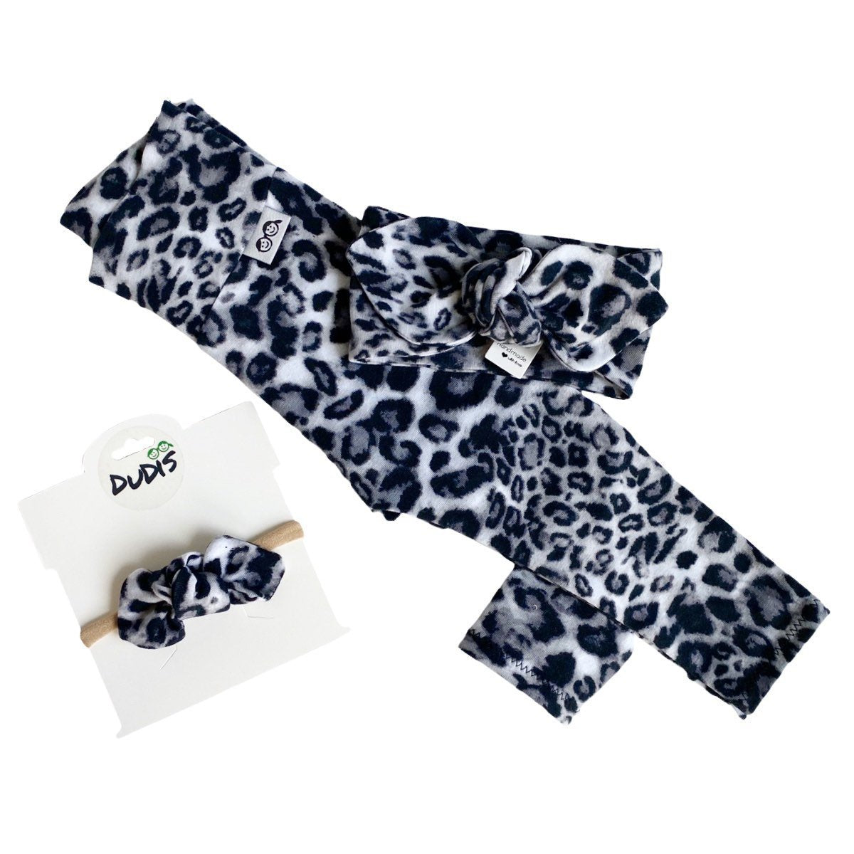 Gray Black Leopard Spot Leggings and/or Headbands