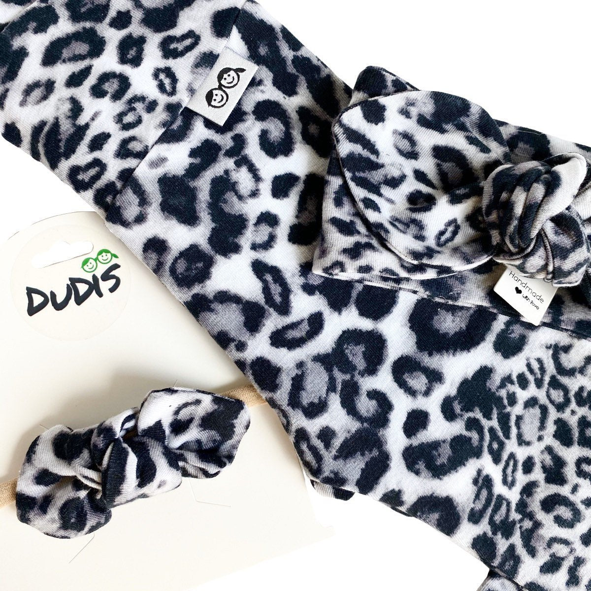 Gray Black Leopard Spot Leggings and/or Headbands