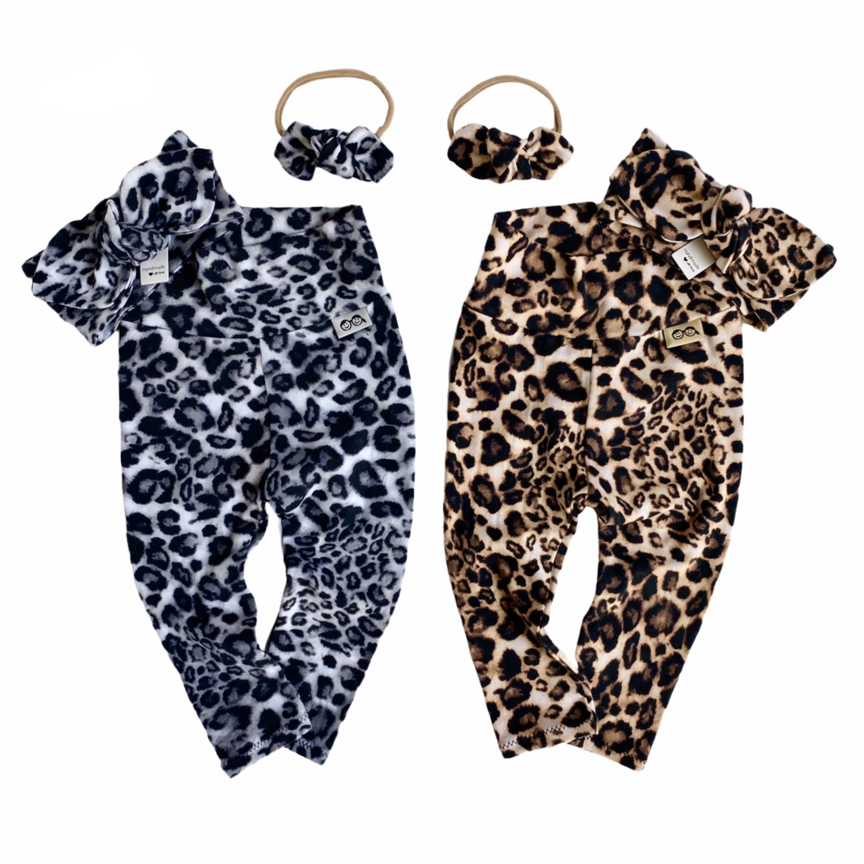 Gray Black Leopard Spot Leggings and/or Headbands