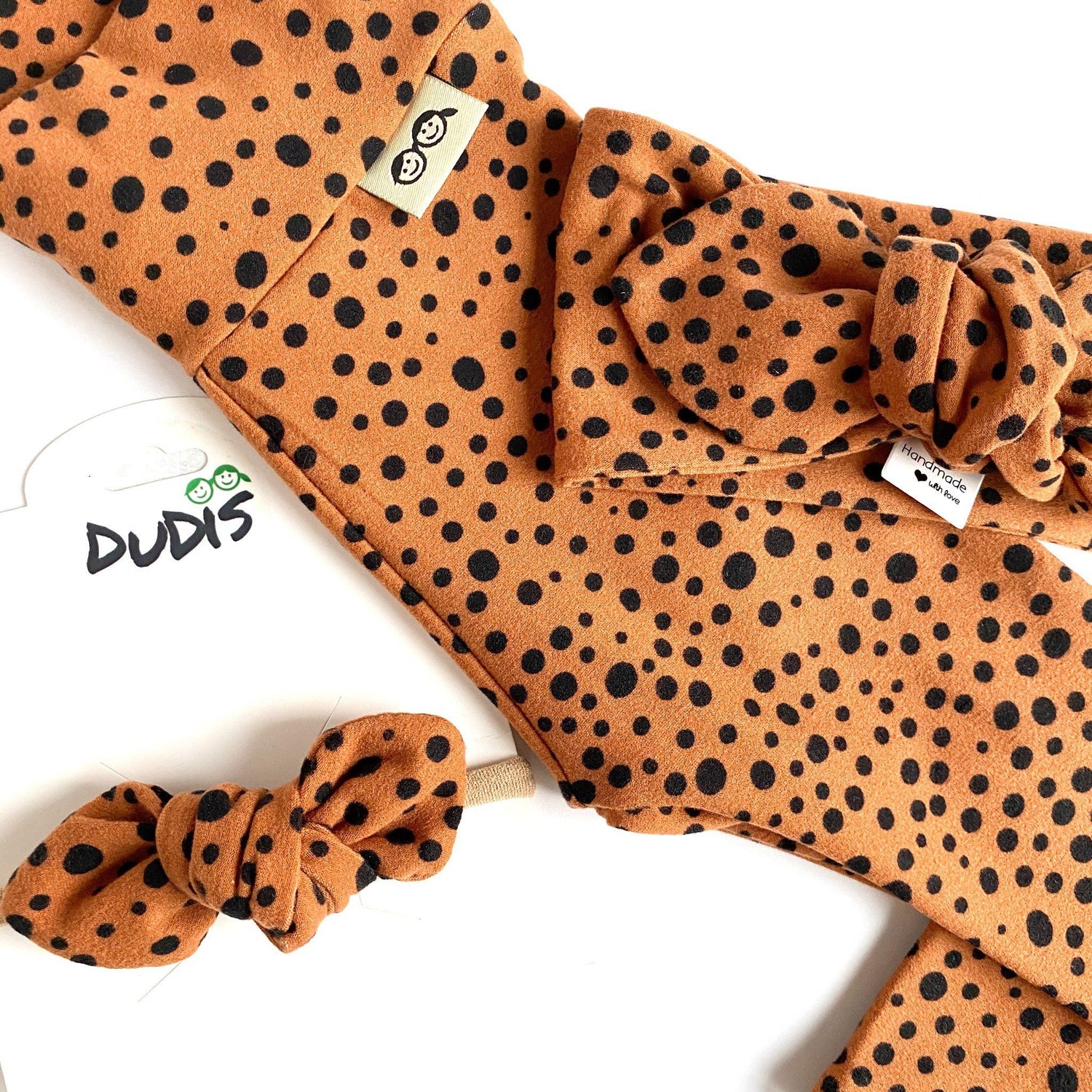 Tan Abstract Dots Leggings and/or Headband