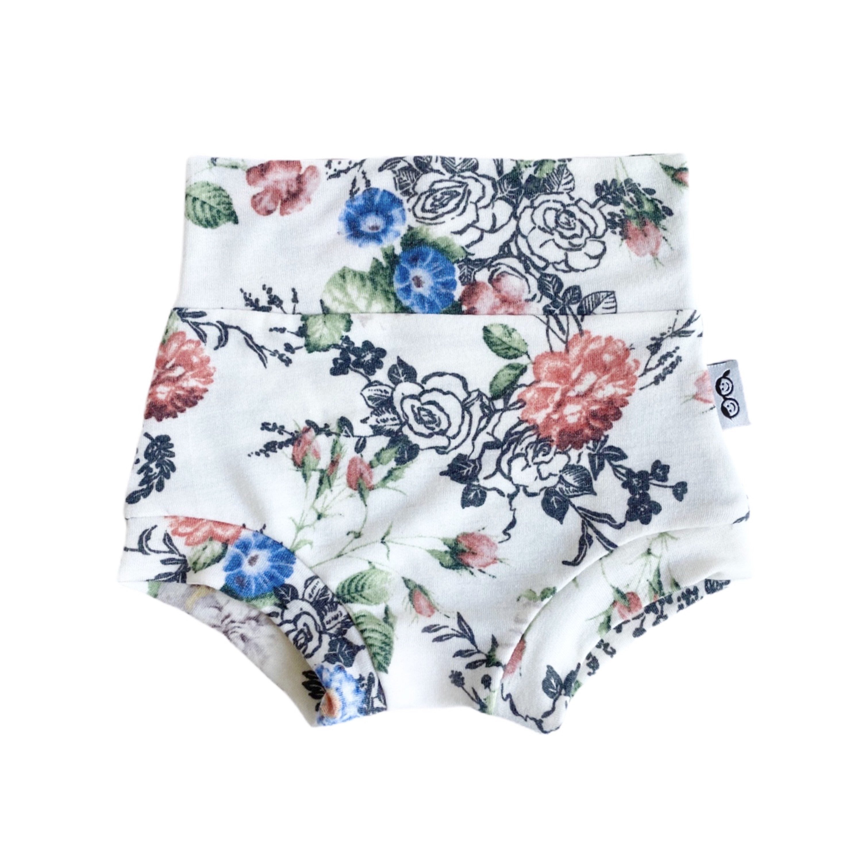 Floral on White Bummies and/or Headbands