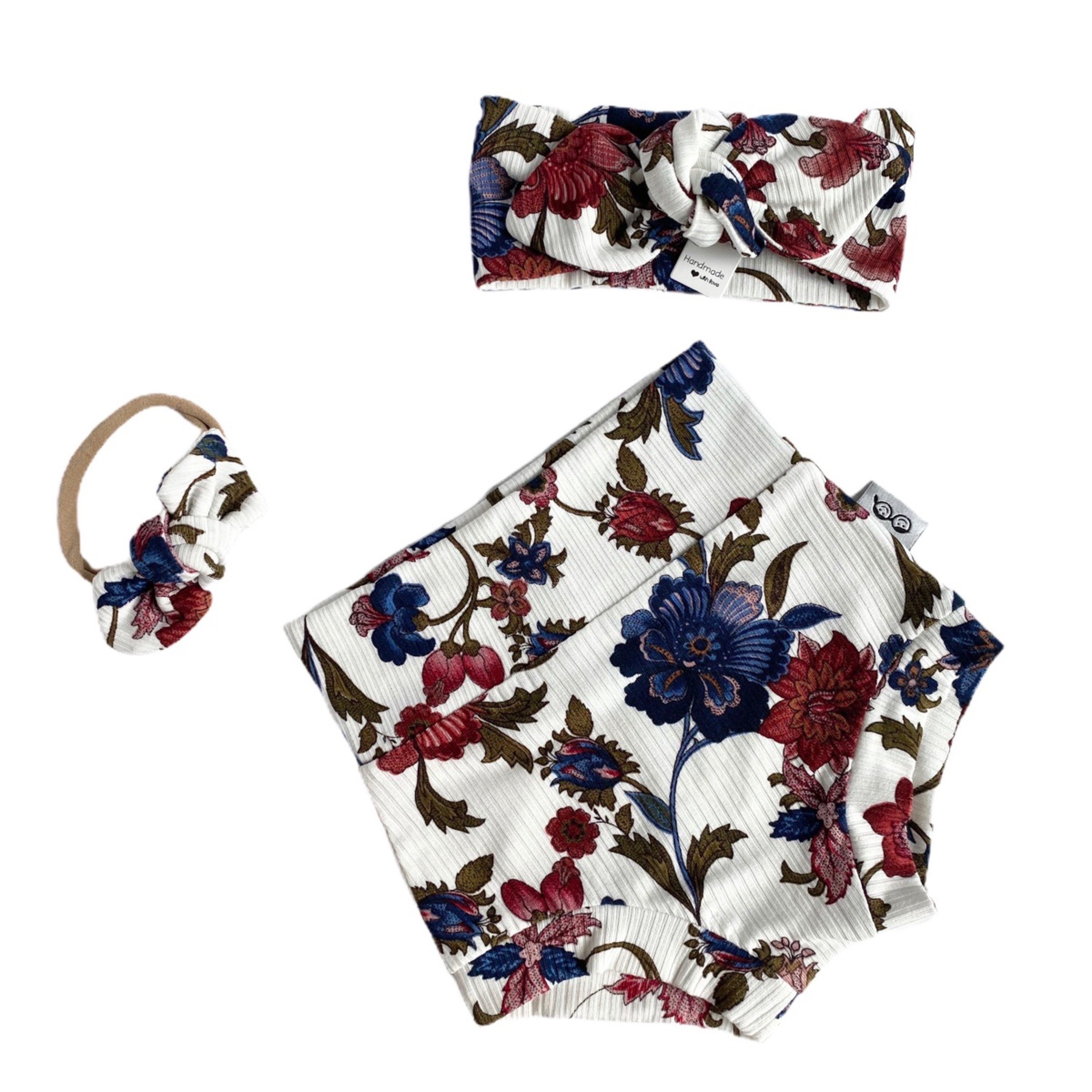 Floral Rib Bummies on Ivory and/or Headbands