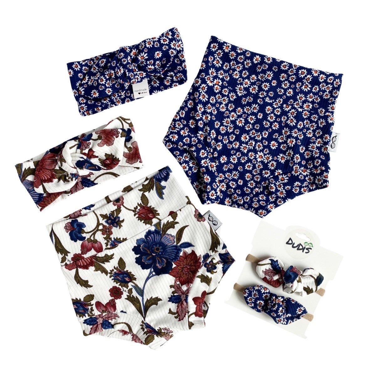Floral Rib Bummies on Ivory and/or Headbands